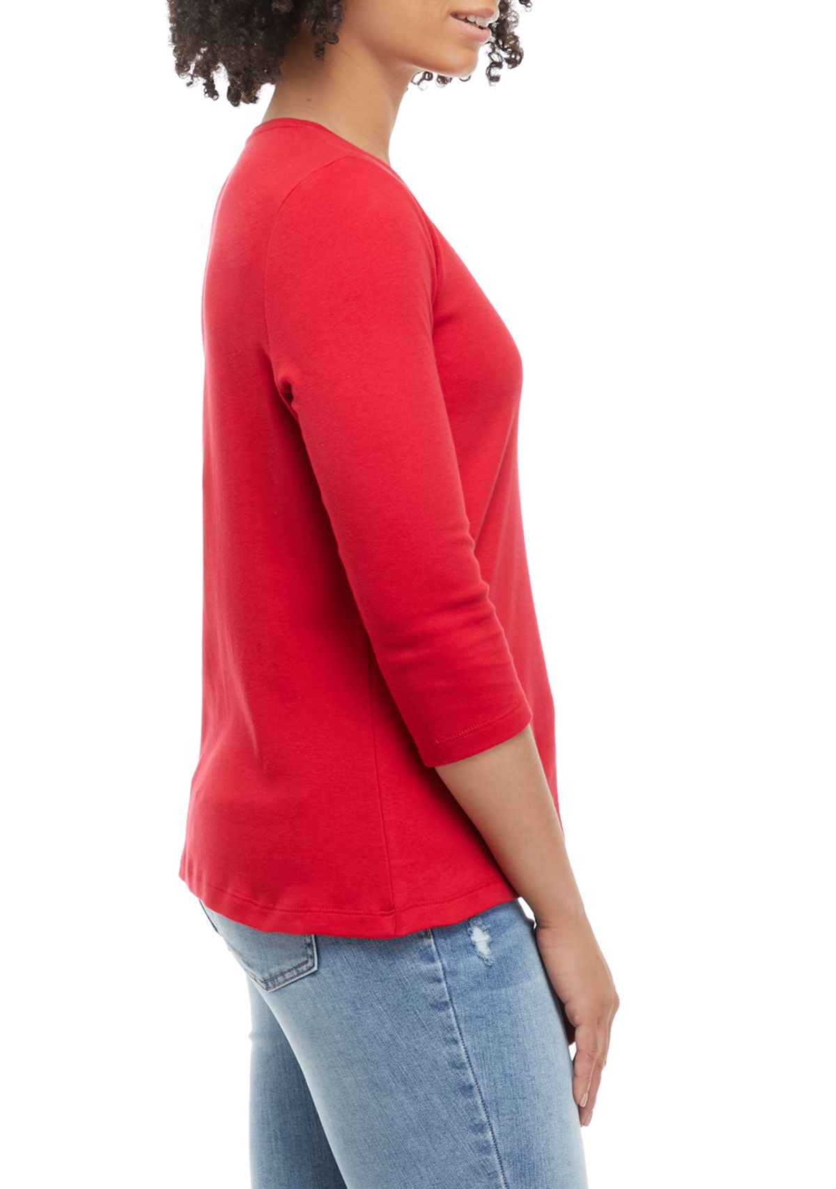 Petite 3/4 Sleeve Solid Top 