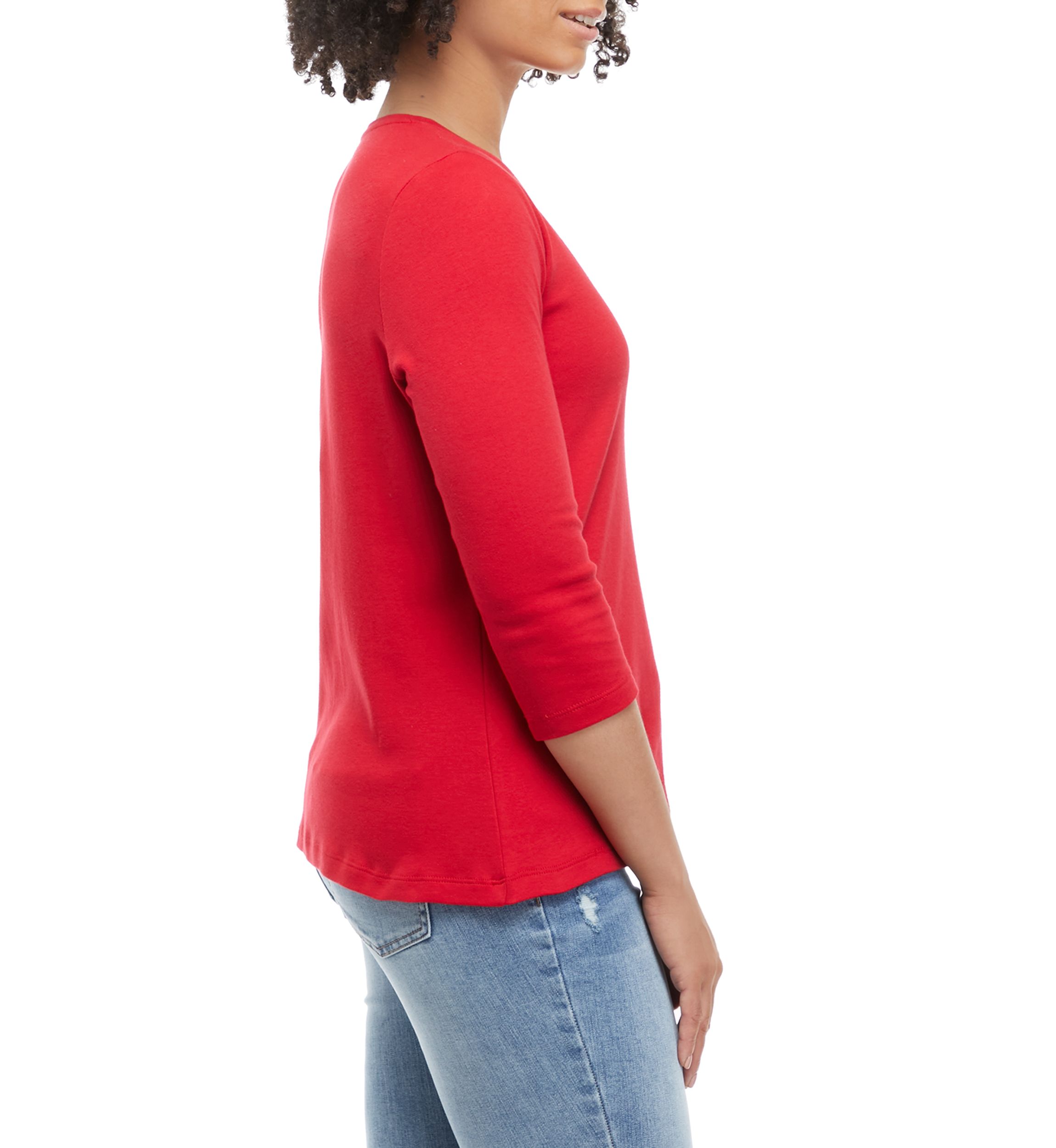 Petite 3/4 Sleeve Solid Top 
