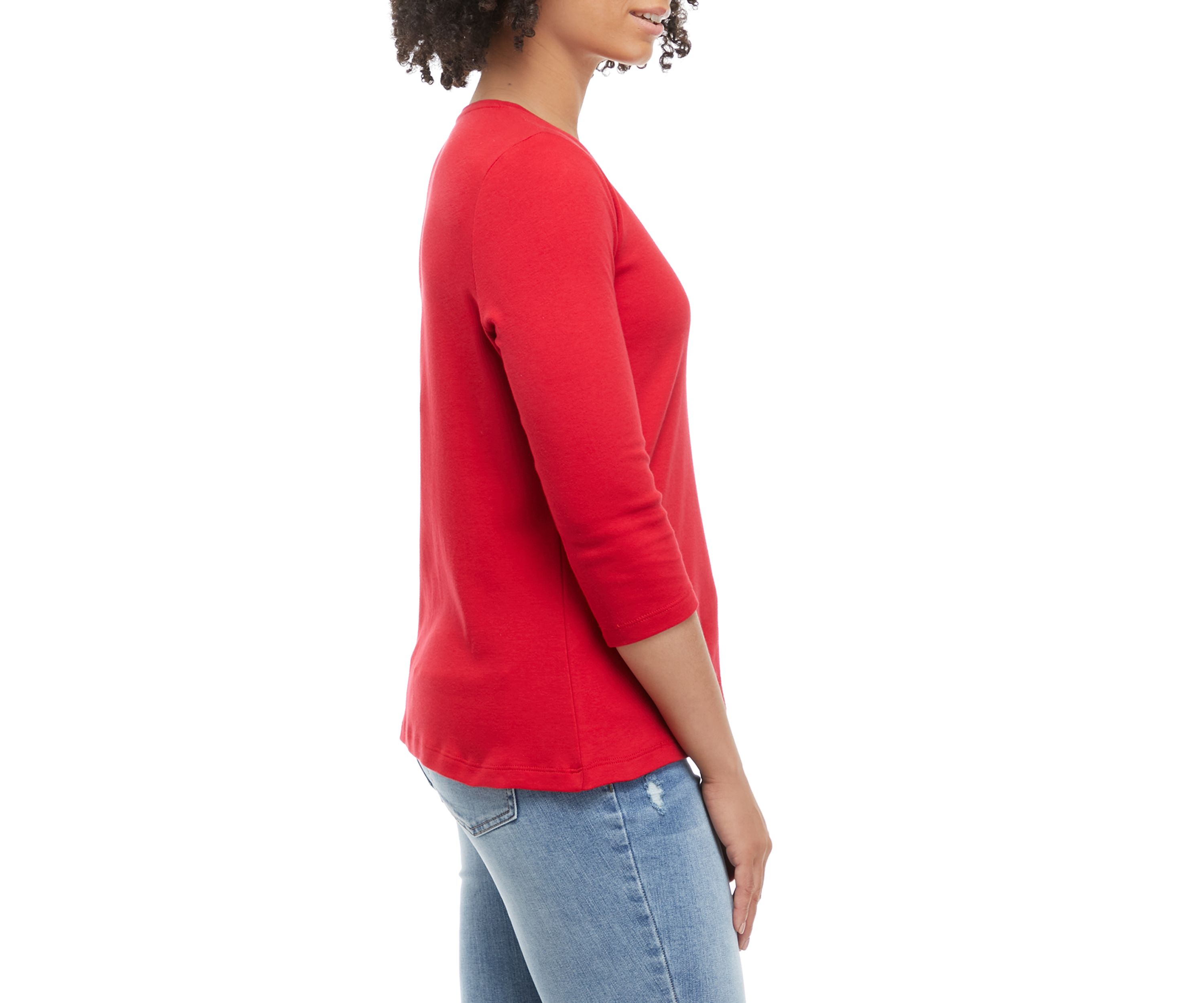 Petite 3/4 Sleeve Solid Top 