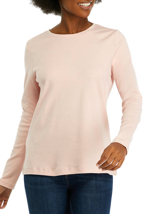 Kim Rogers® Petite Long Sleeve Crew Neck T-Shirt