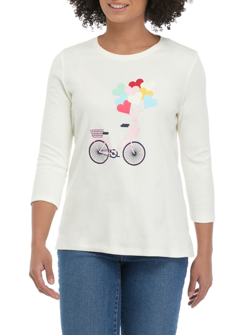Petite Perfectly Soft 3/4 Sleeve Crew Neck T-Shirt