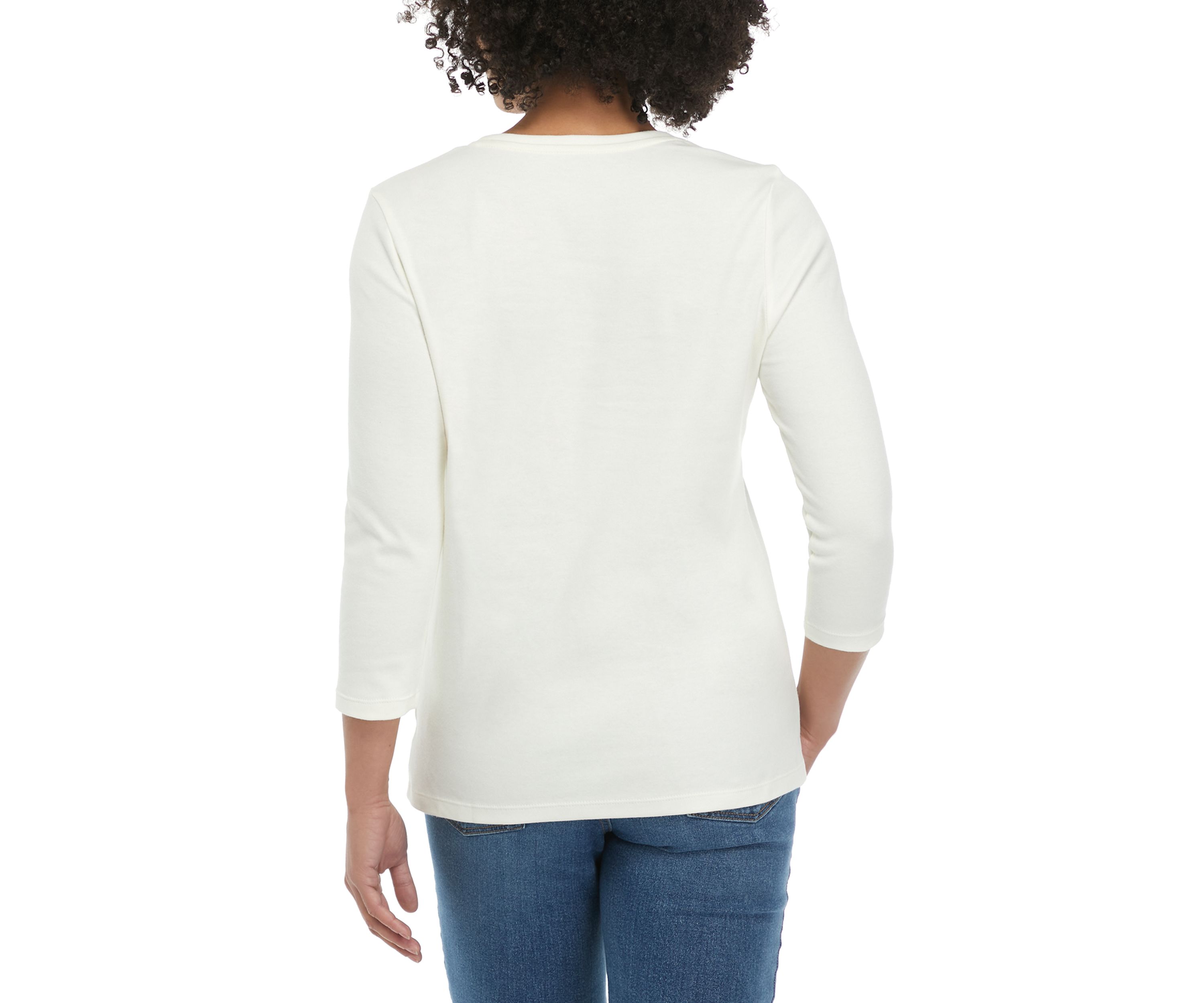 Petite Perfectly Soft 3/4 Sleeve Crew Neck T-Shirt