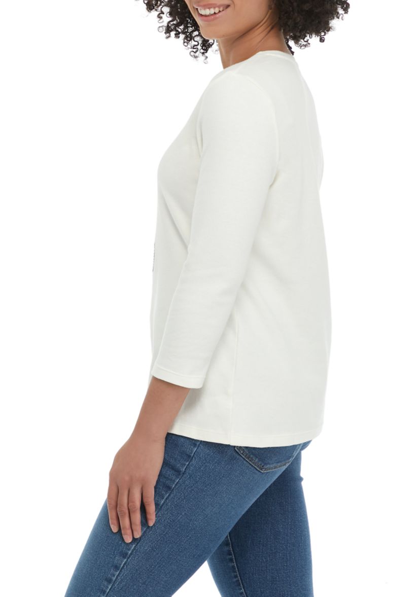 Petite Perfectly Soft 3/4 Sleeve Crew Neck T-Shirt