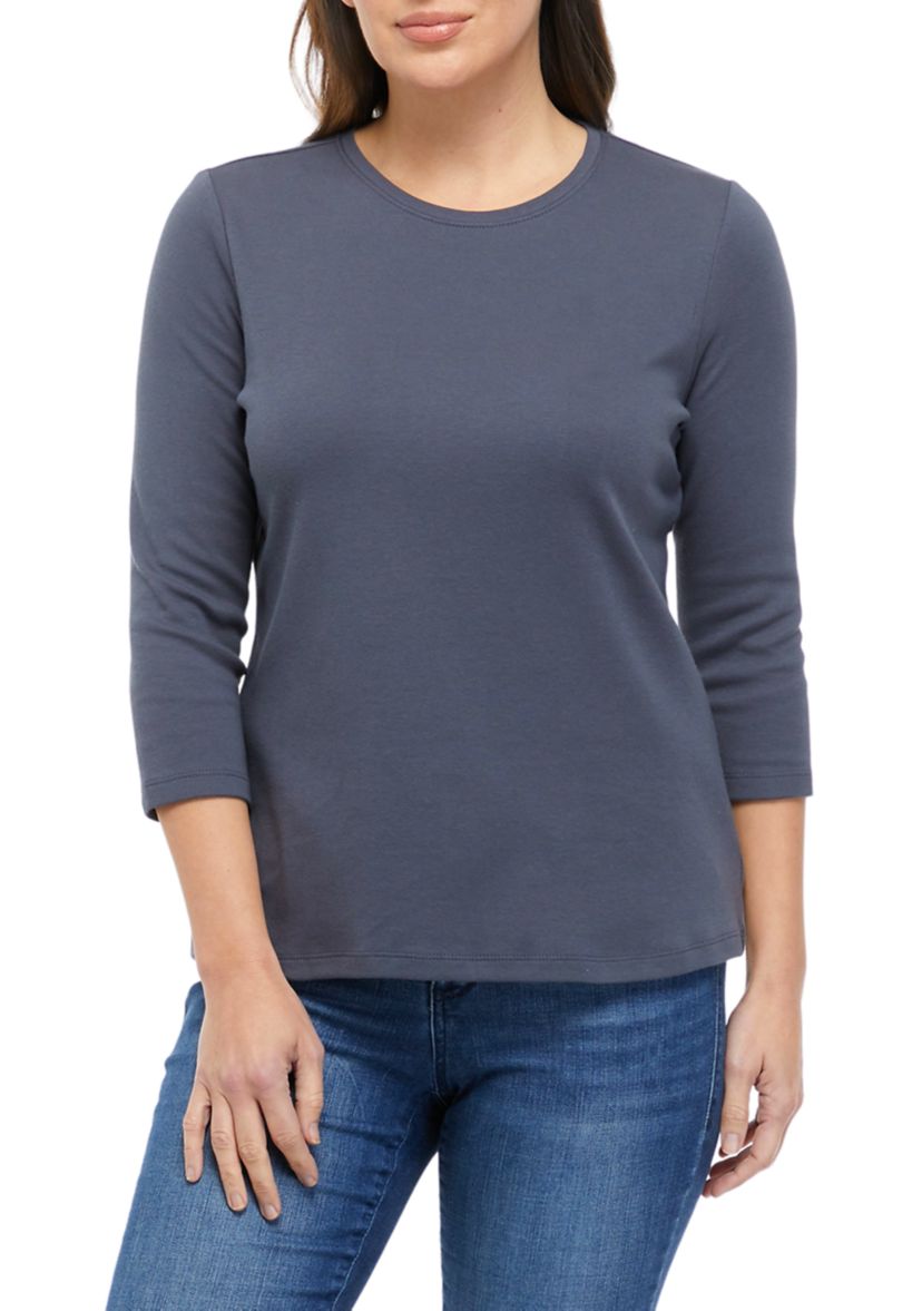  Petite 3/4 Sleeve Solid Top