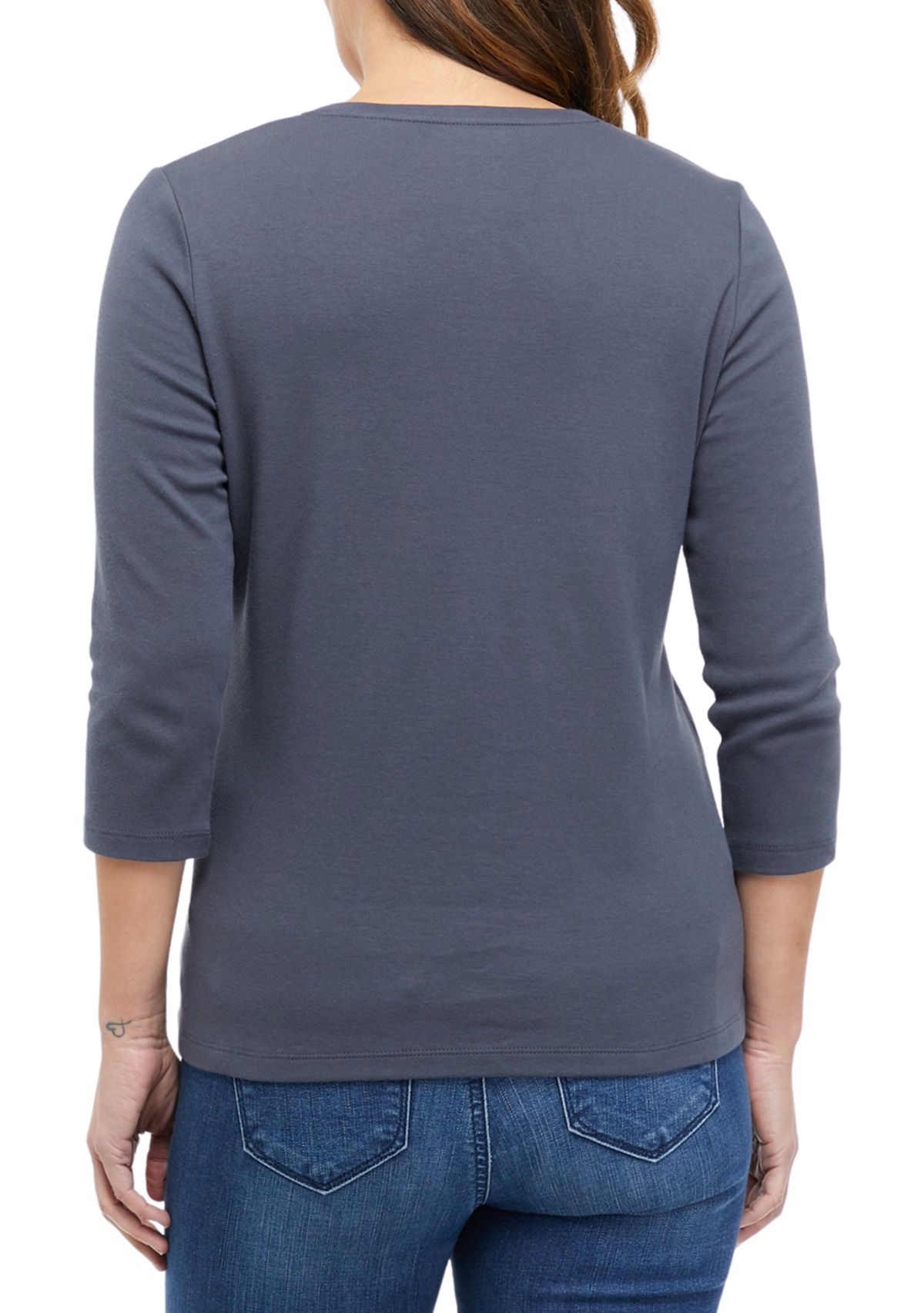  Petite 3/4 Sleeve Solid Top