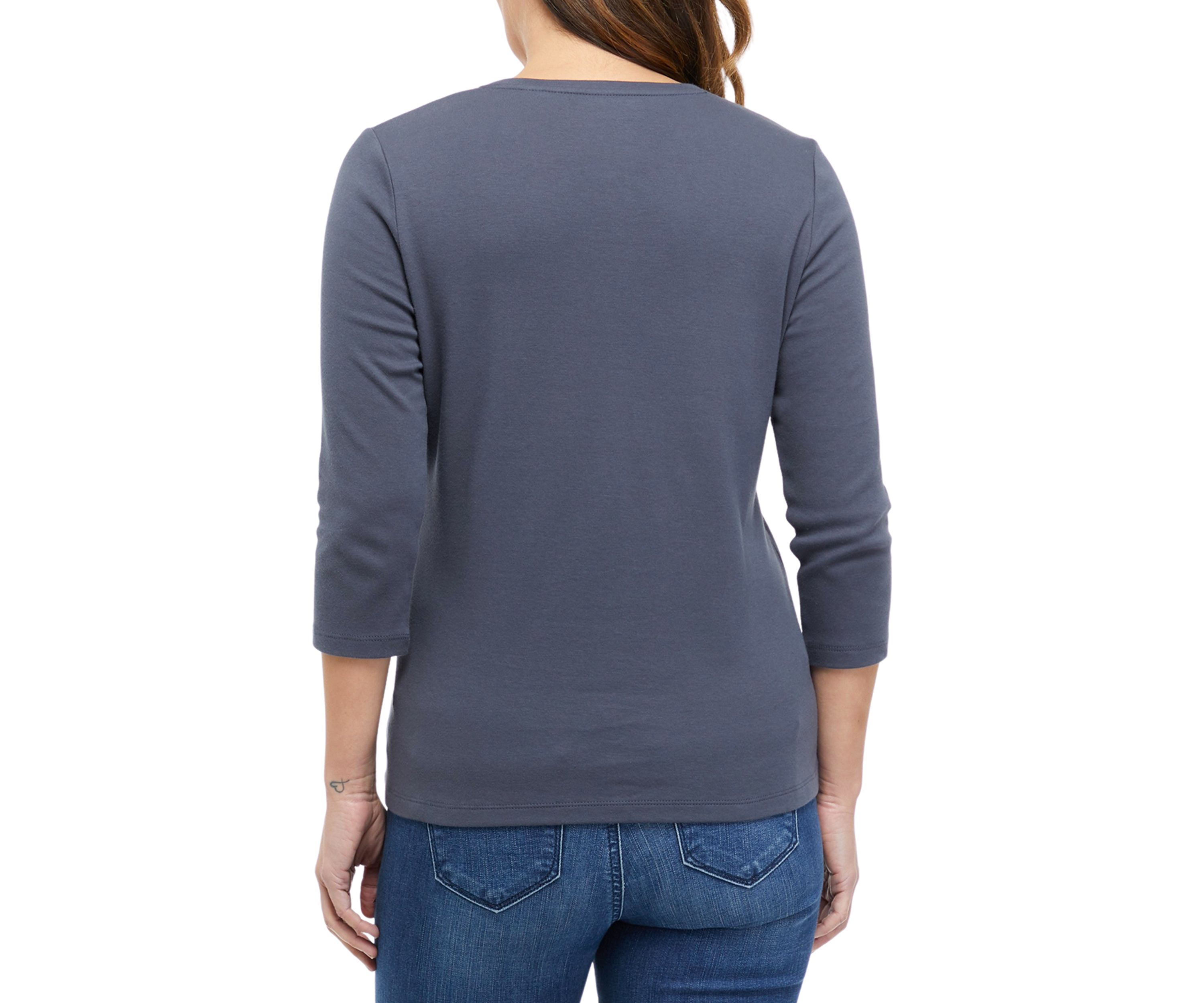  Petite 3/4 Sleeve Solid Top