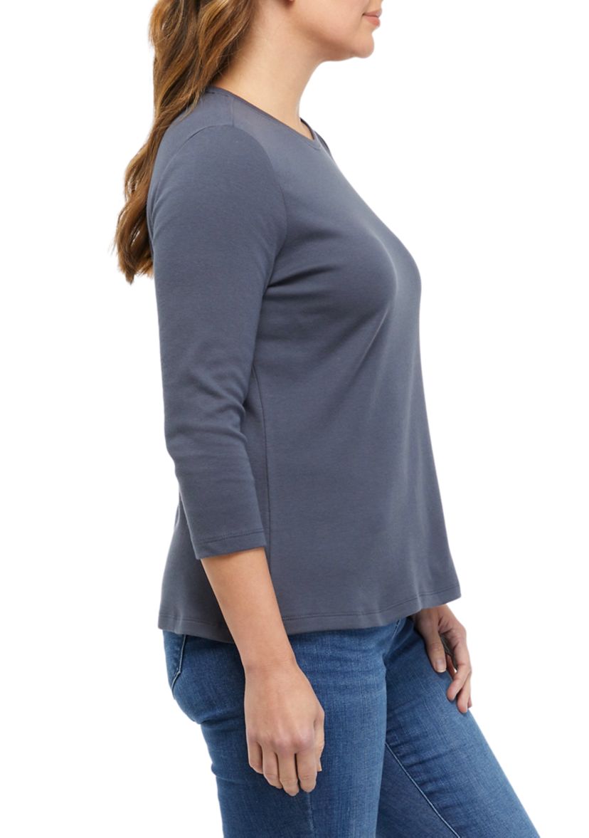  Petite 3/4 Sleeve Solid Top