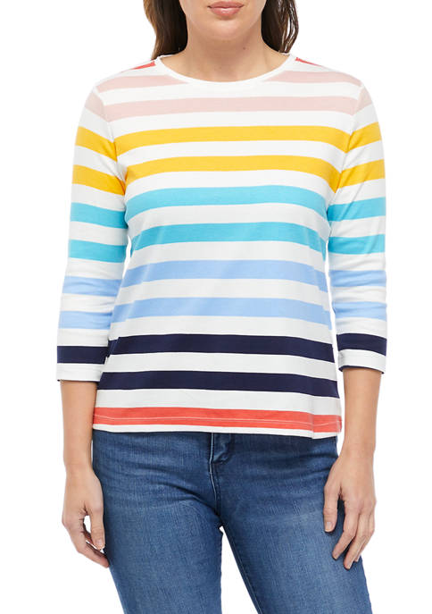 Kim Rogers® Petite 3/4 Sleeve Crew Neck T-Shirt