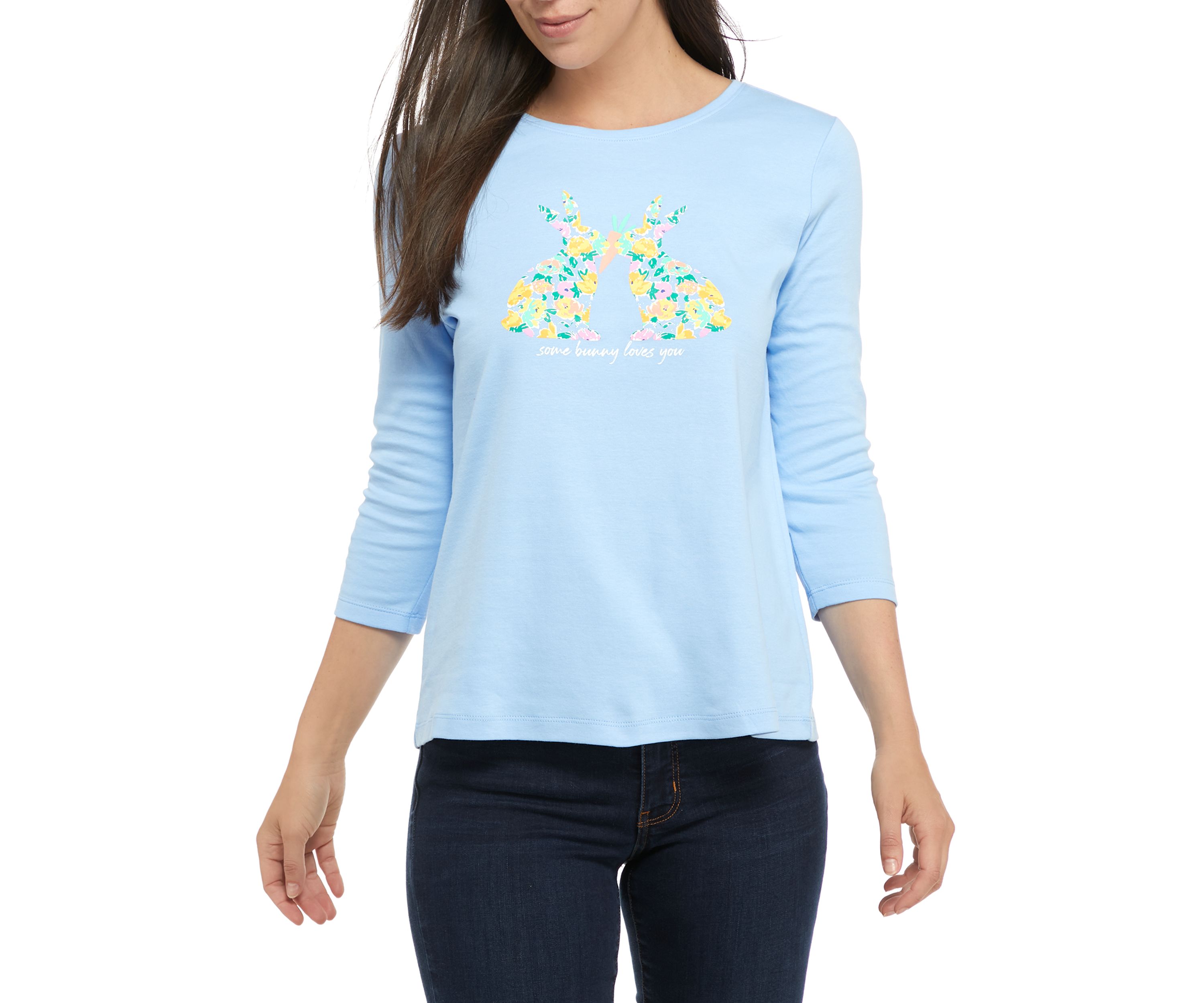 Petite 3/4 Sleeve Graphic T-Shirt 