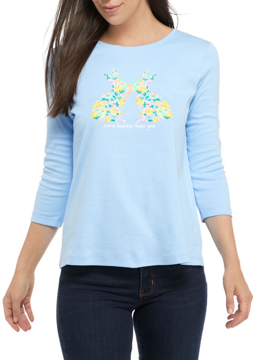 Petite 3/4 Sleeve Graphic T-Shirt 