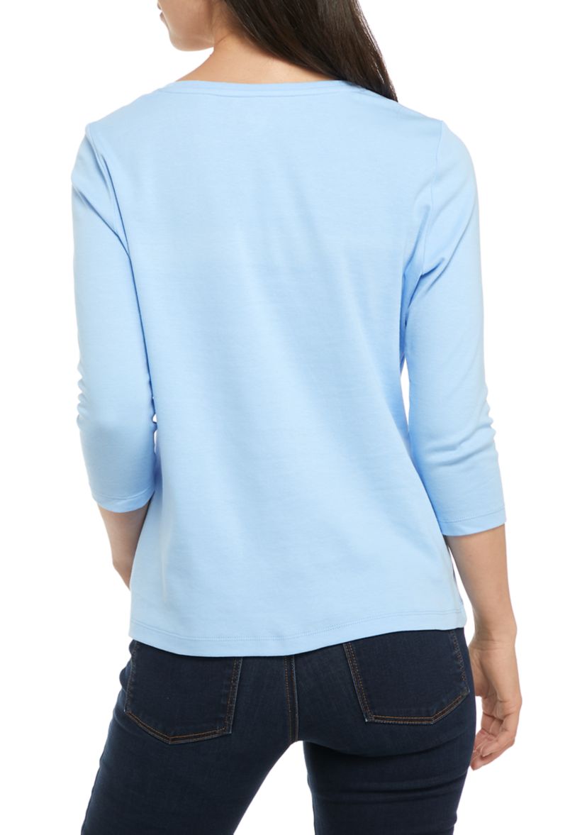 Petite 3/4 Sleeve Graphic T-Shirt 