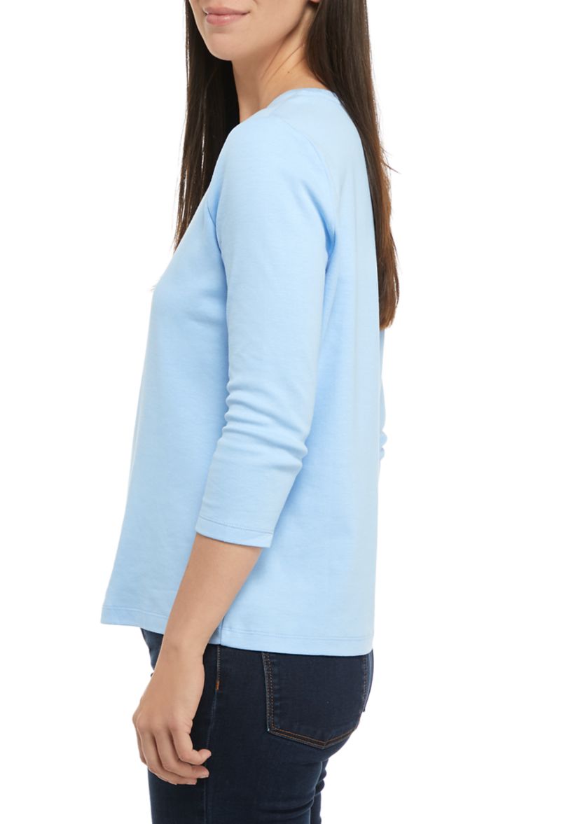 Petite 3/4 Sleeve Graphic T-Shirt 