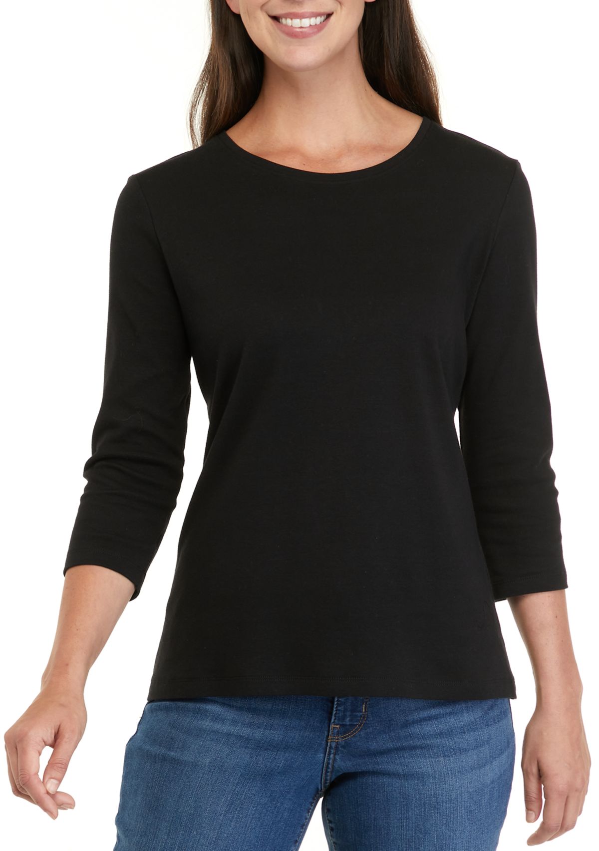 Petite Long Sleeve Round Neck T-Shirt