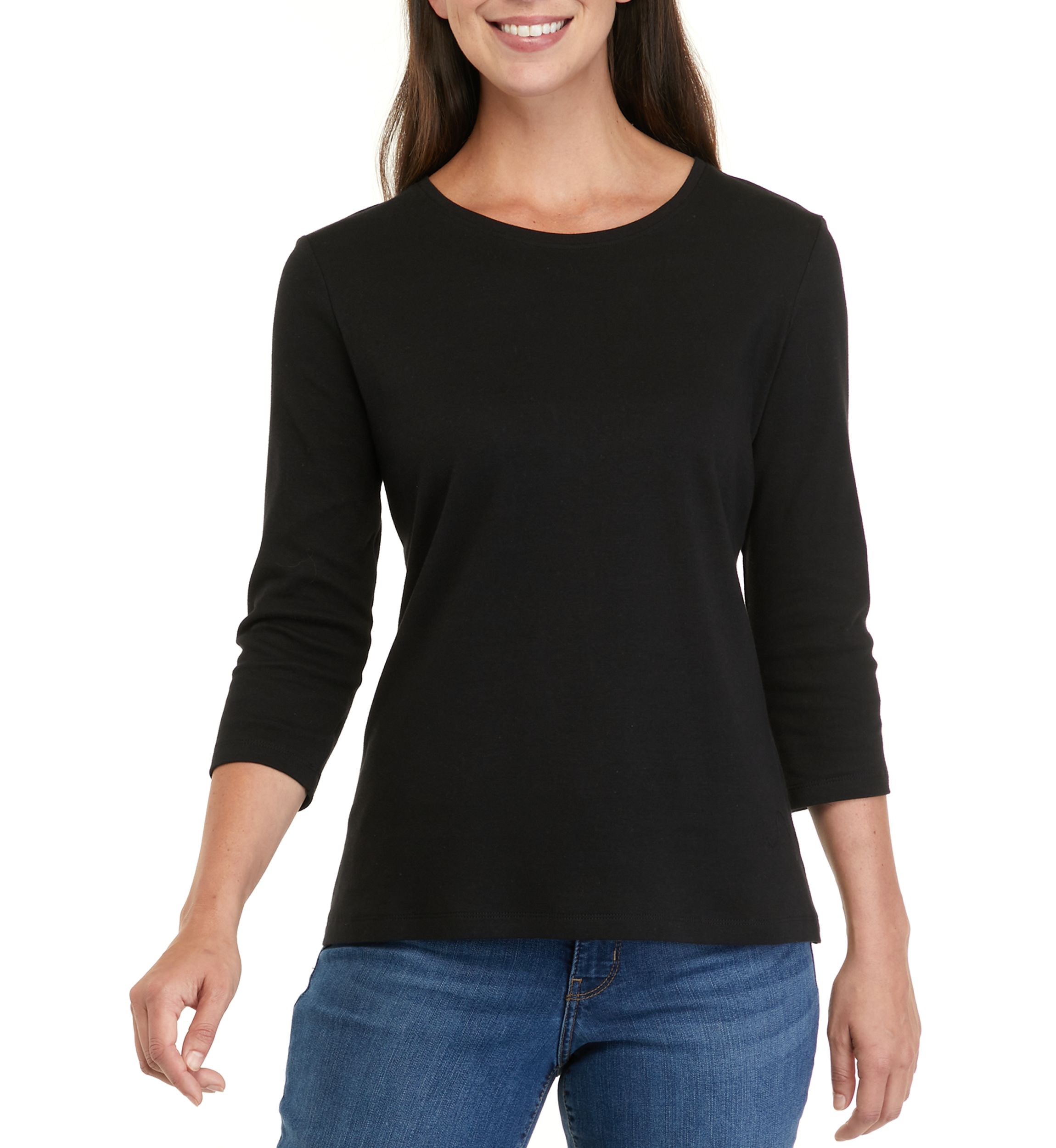 Petite Long Sleeve Round Neck T-Shirt