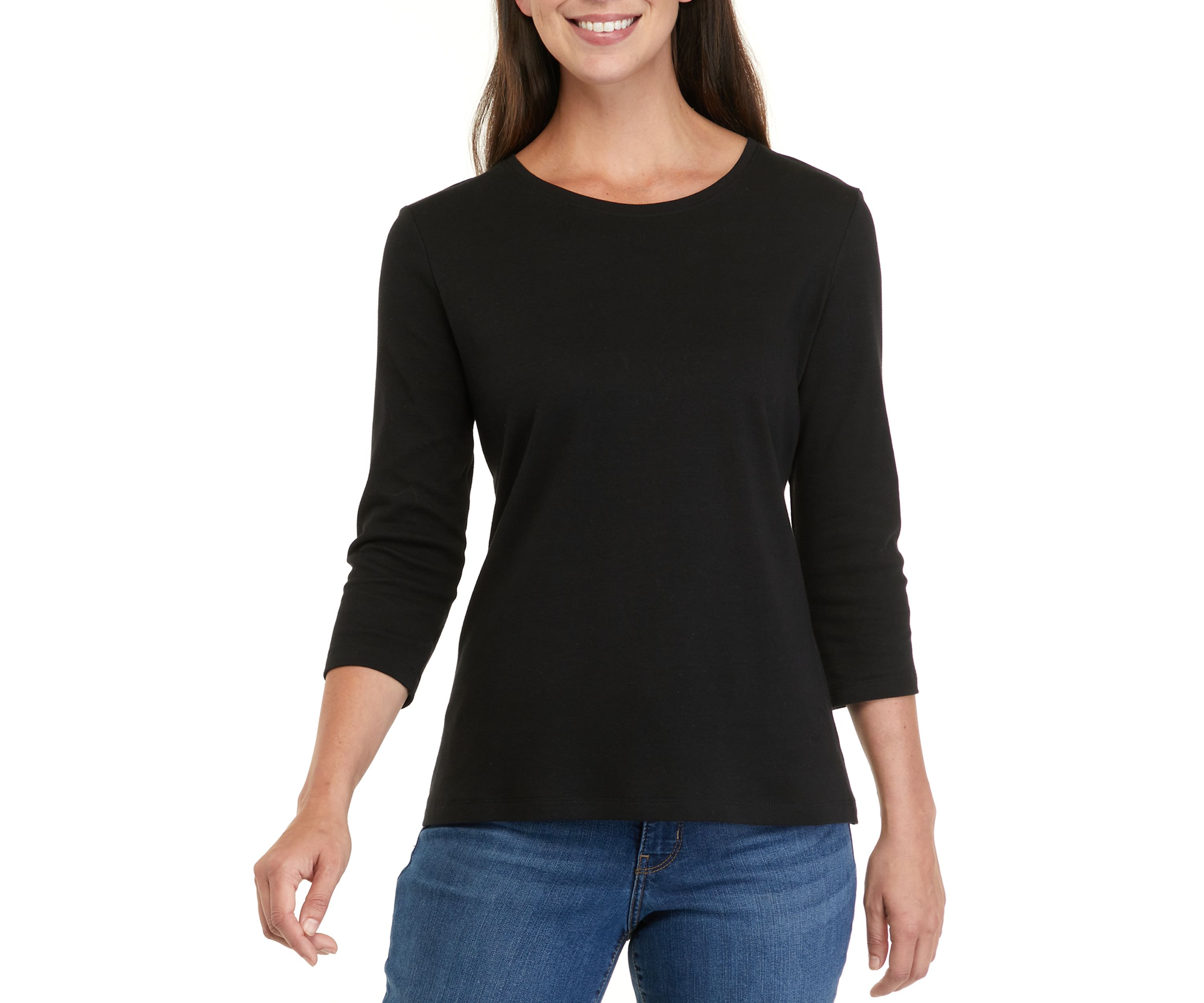 Petite Long Sleeve Round Neck T-Shirt