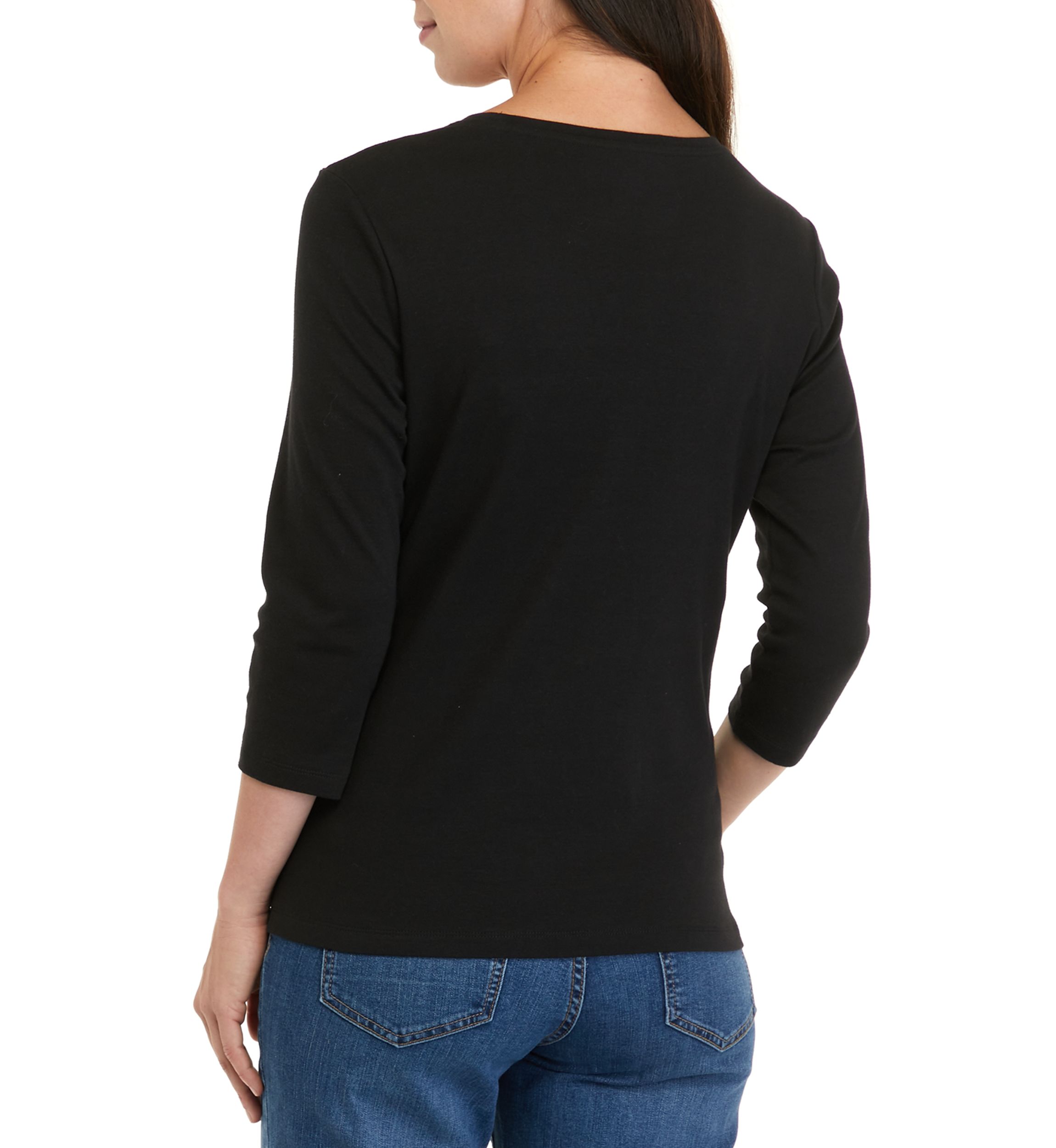 Petite Long Sleeve Round Neck T-Shirt