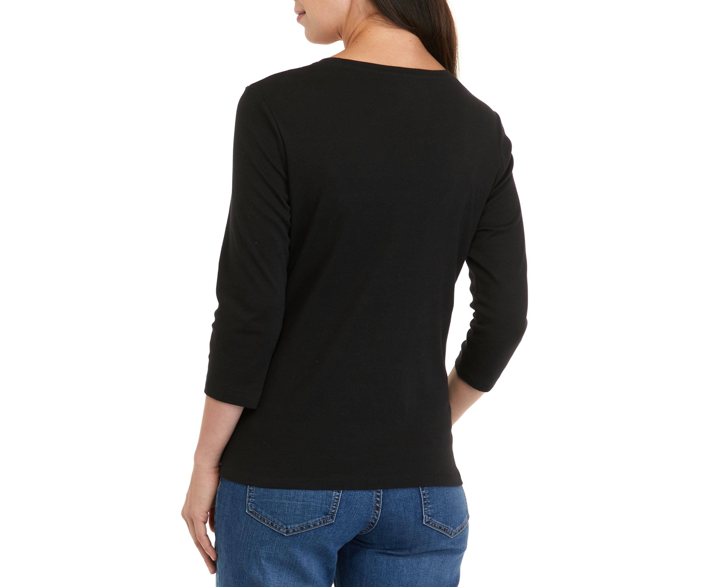 Petite Long Sleeve Round Neck T-Shirt