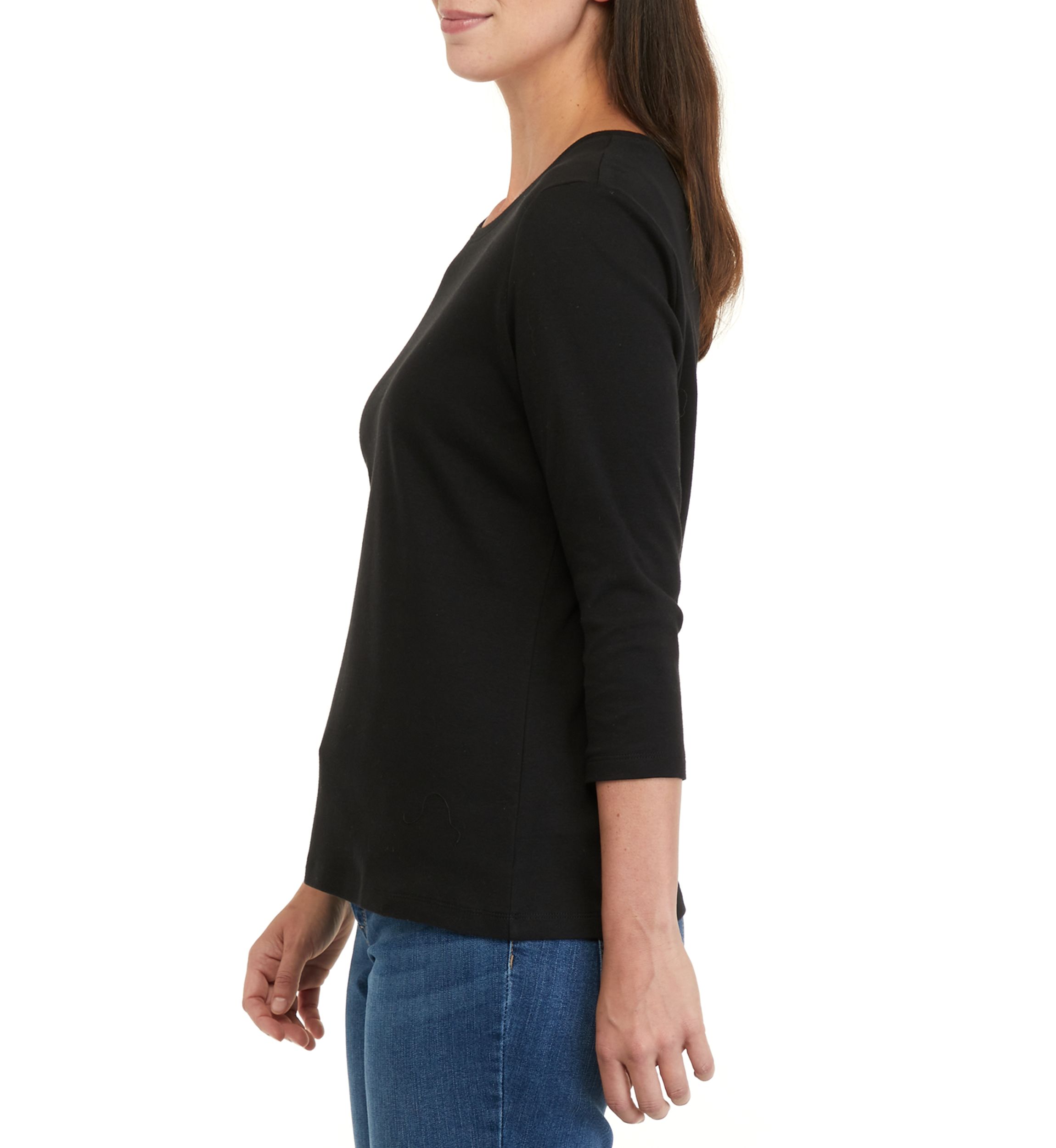 Petite Long Sleeve Round Neck T-Shirt