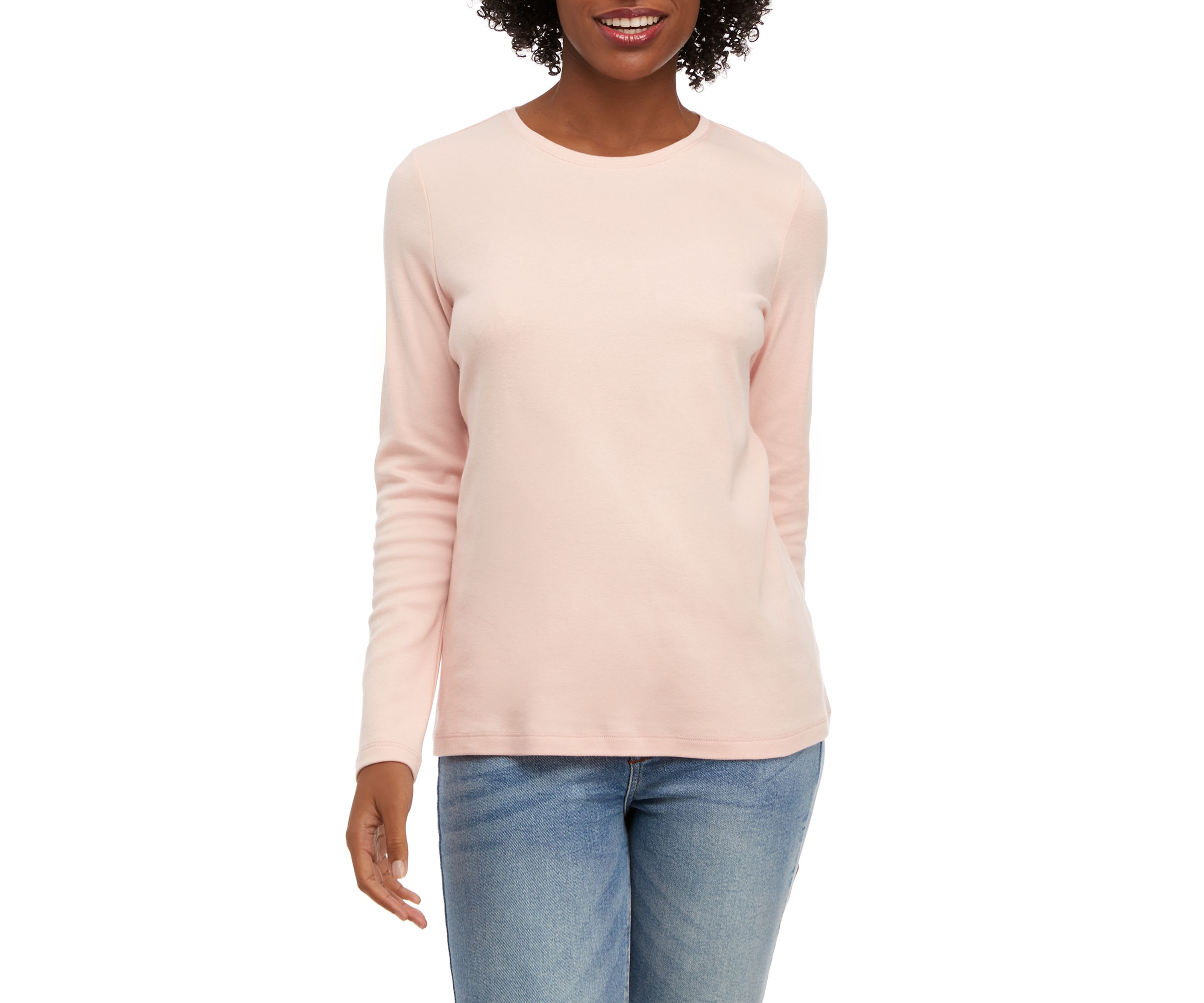 Petite Long Sleeve Crew Neck Top