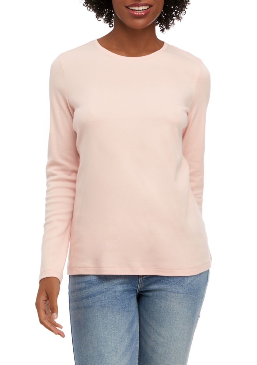 Petite Long Sleeve Crew Neck Top