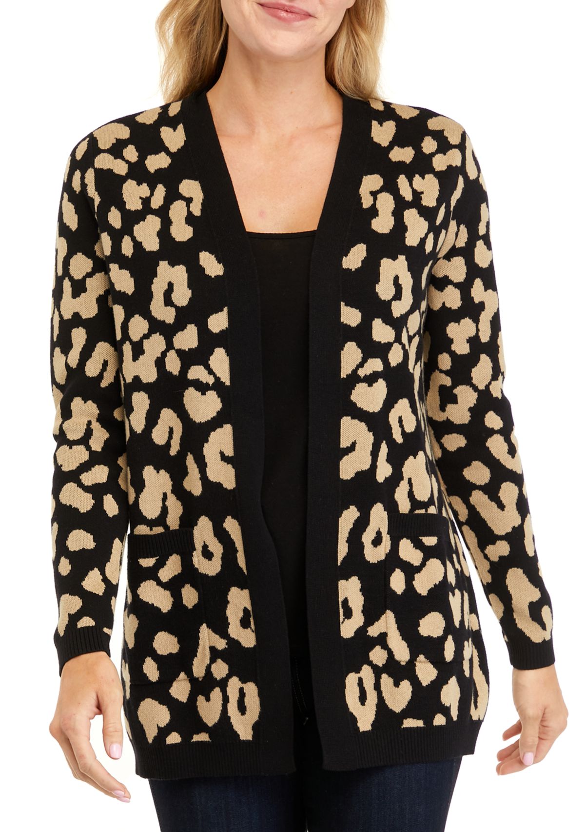 Petite Long Sleeve Jacquard Cardigan