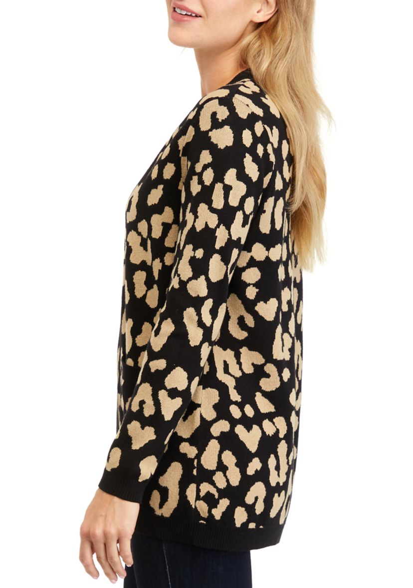 Petite Long Sleeve Jacquard Cardigan