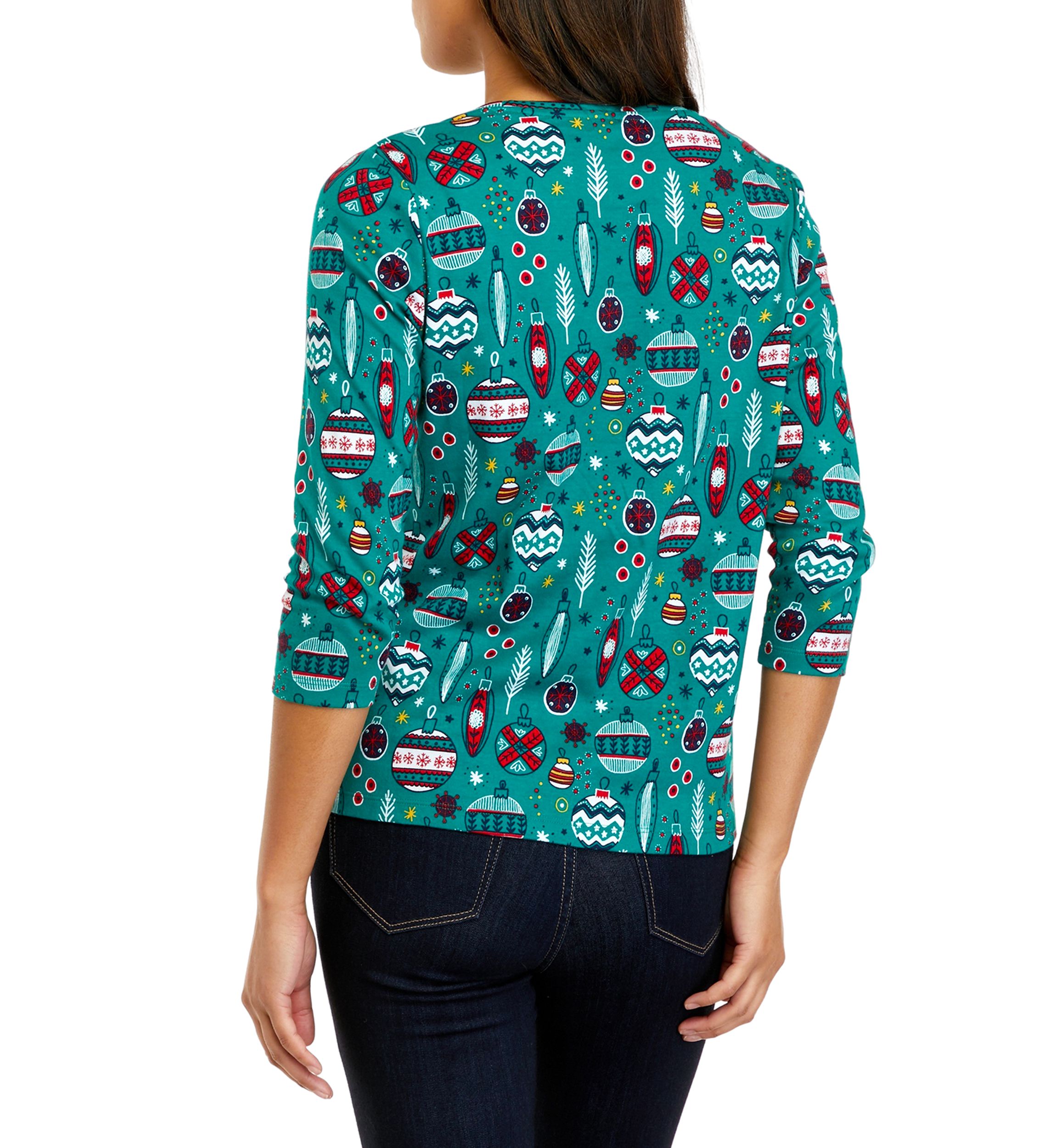 Petite 3/4 Sleeve Crew Neck Printed T-Shirt
