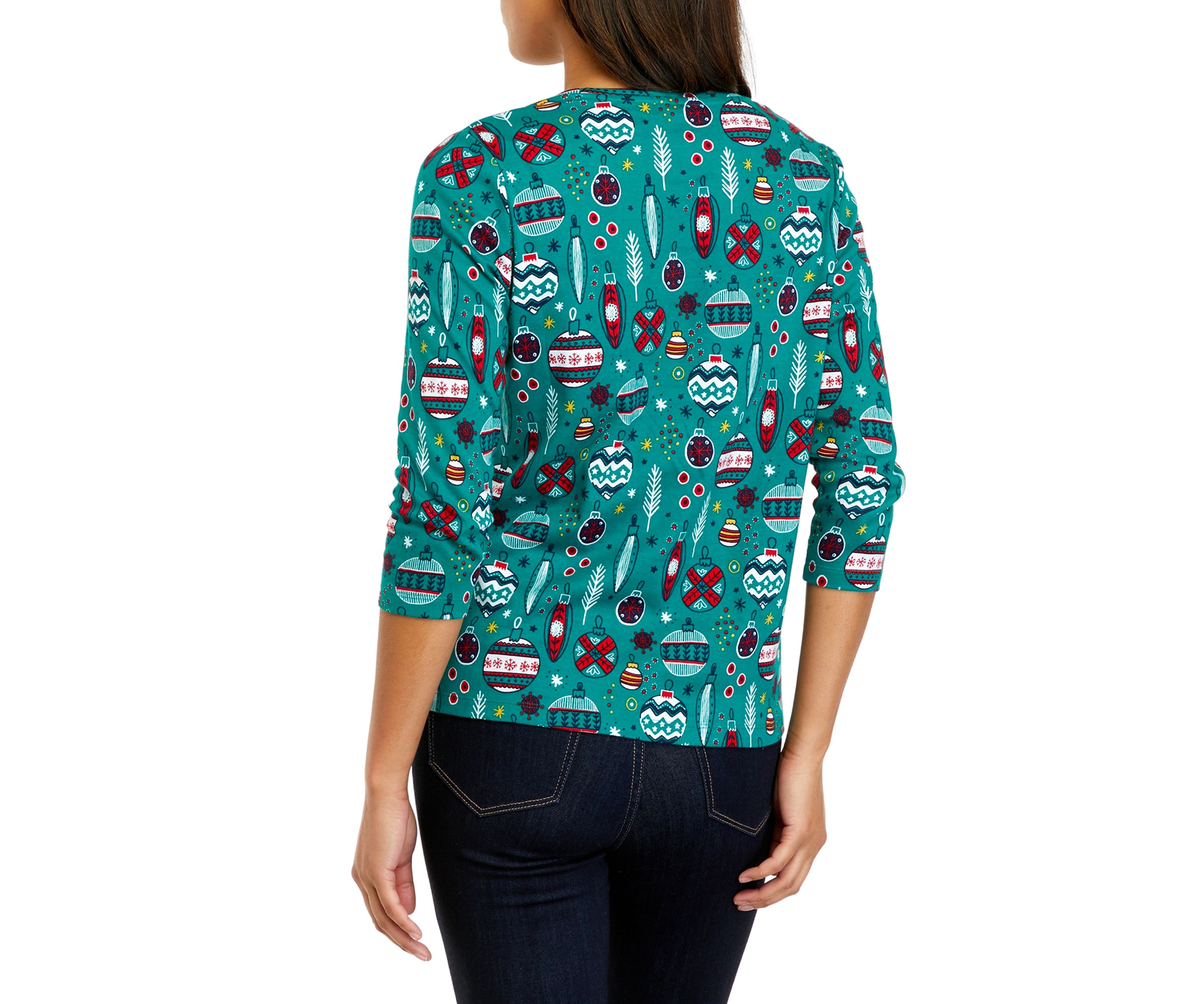Petite 3/4 Sleeve Crew Neck Printed T-Shirt