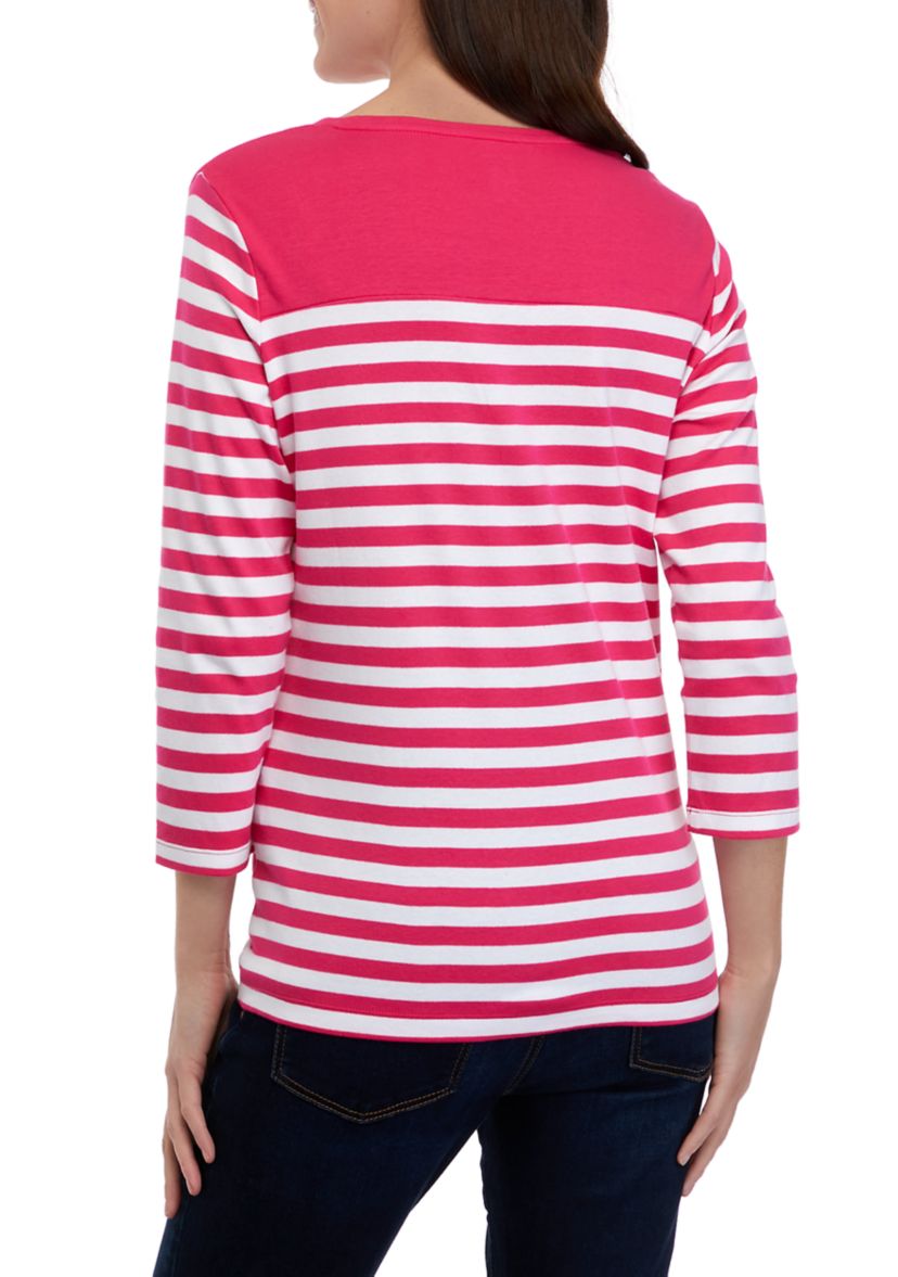 Petite Printed Top with Patch Detail