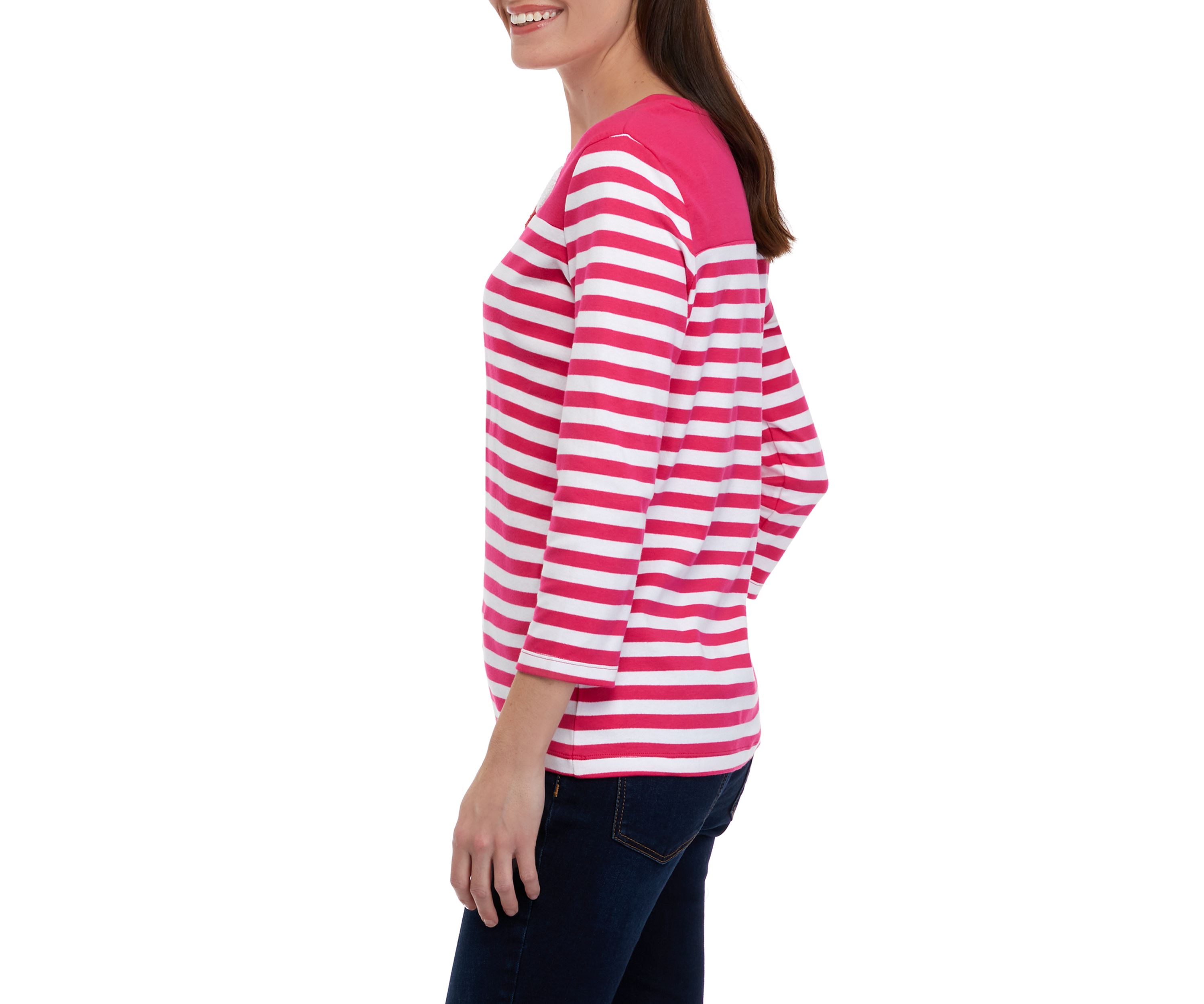 Petite Printed Top with Patch Detail