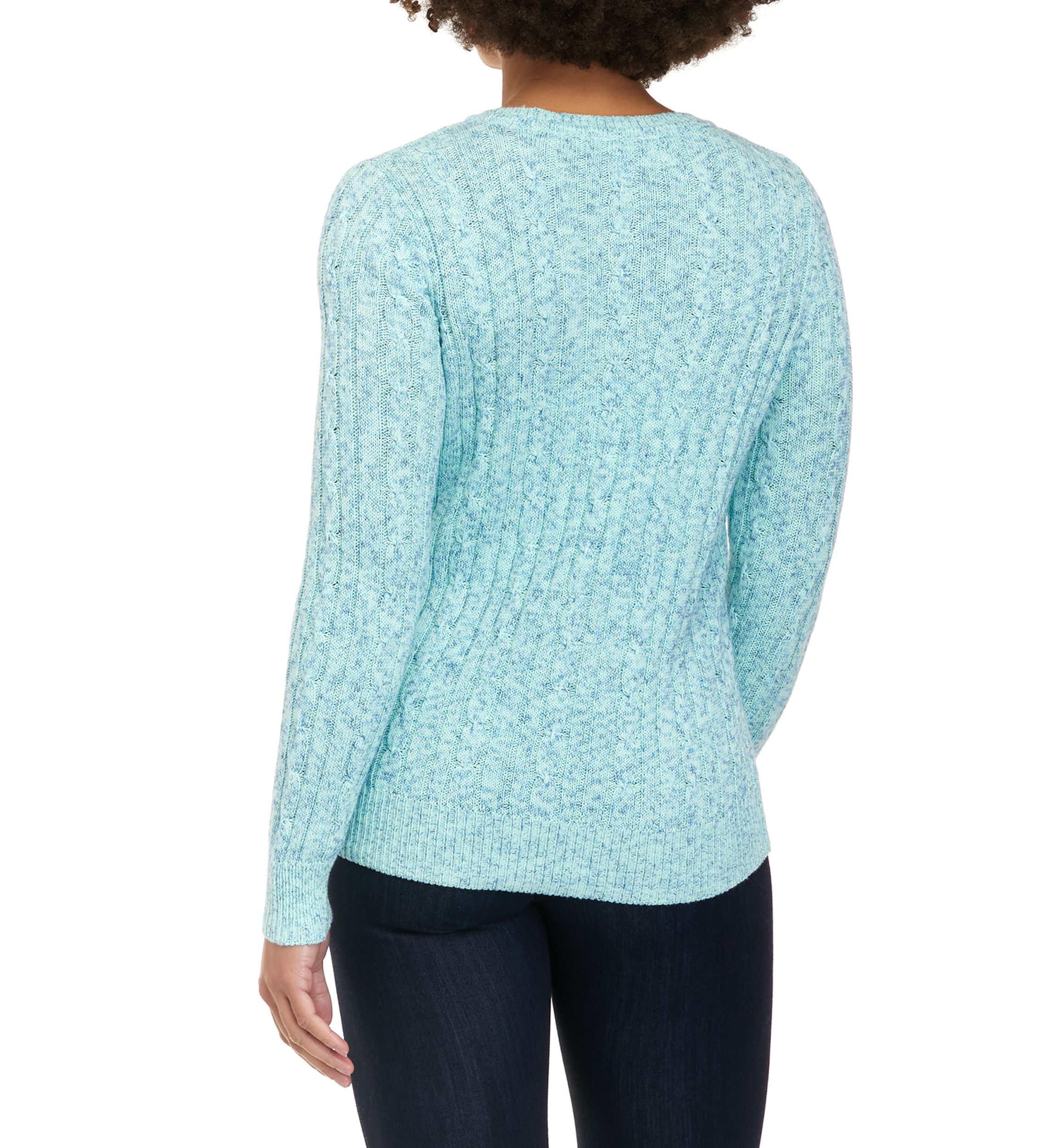 Petite Long Sleeve Cable Crew Sweater