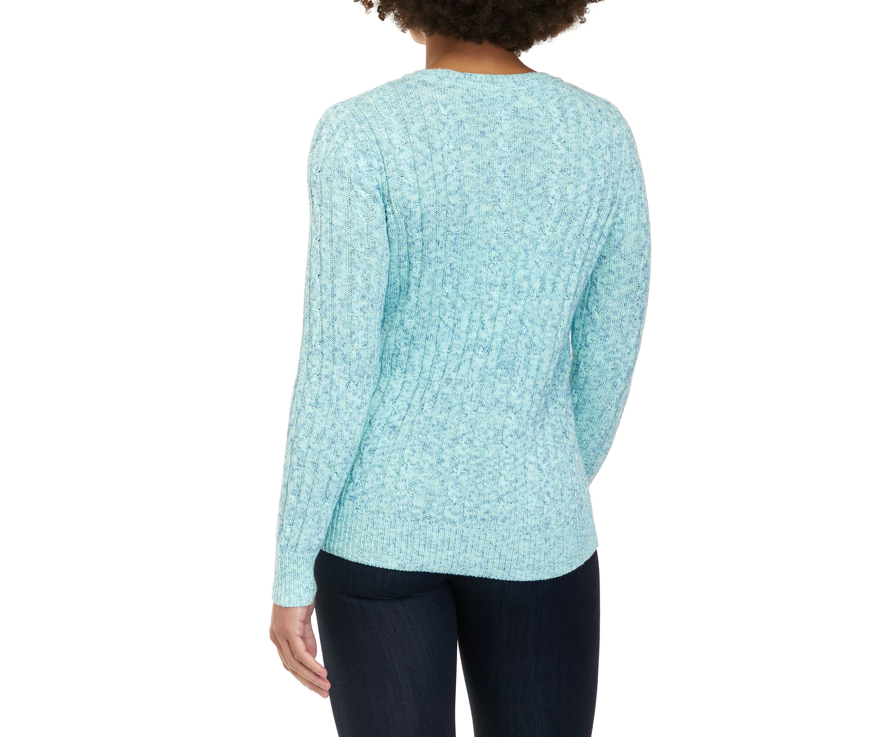Petite Long Sleeve Cable Crew Sweater