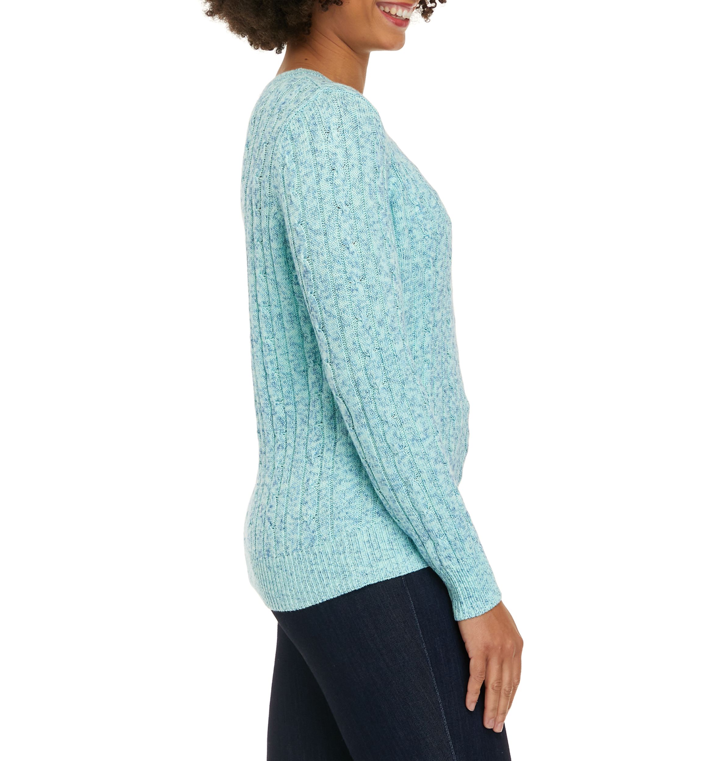 Petite Long Sleeve Cable Crew Sweater
