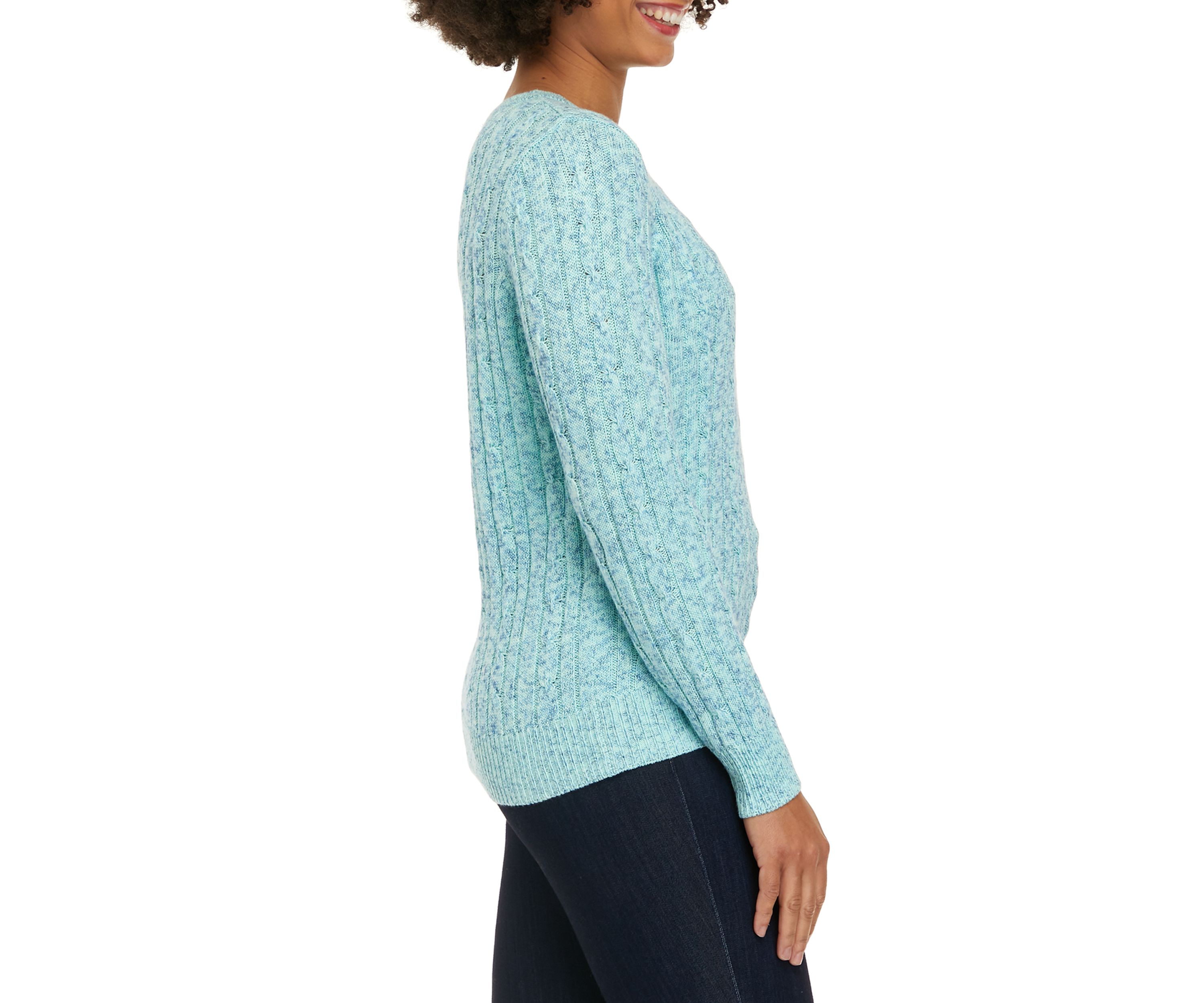Petite Long Sleeve Cable Crew Sweater