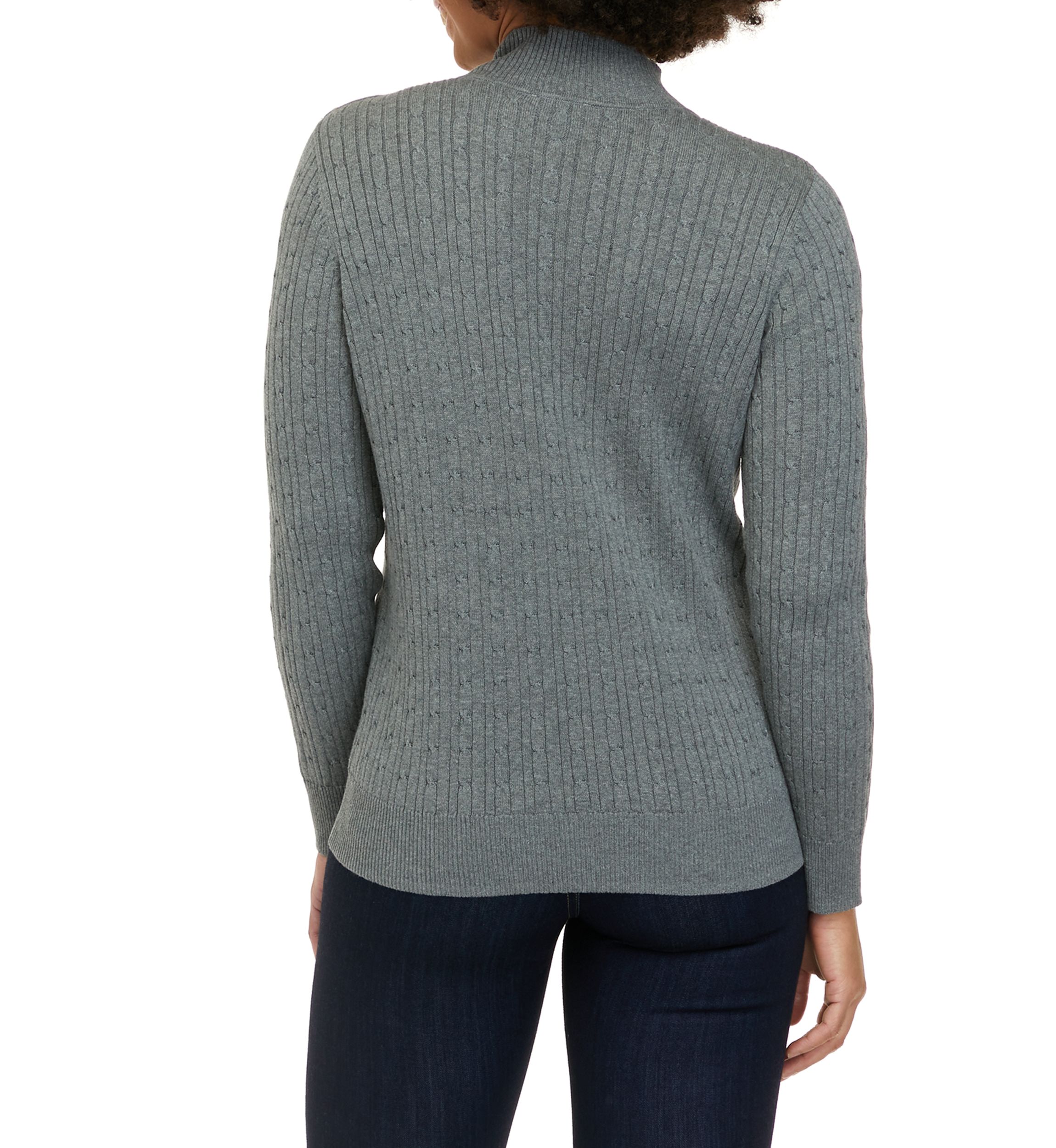 Petite Long Sleeve Turtleneck Cable Sweater