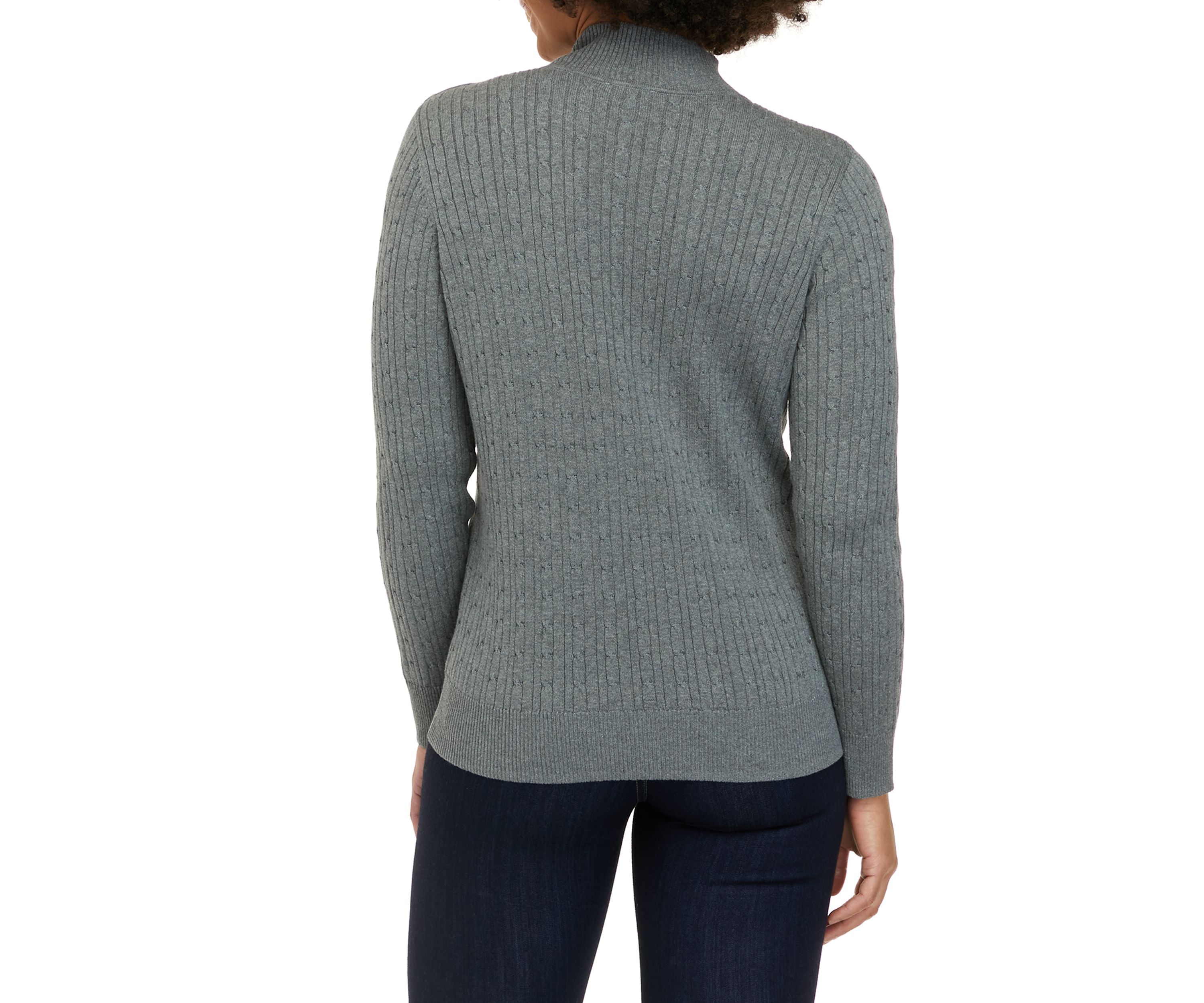Petite Long Sleeve Turtleneck Cable Sweater
