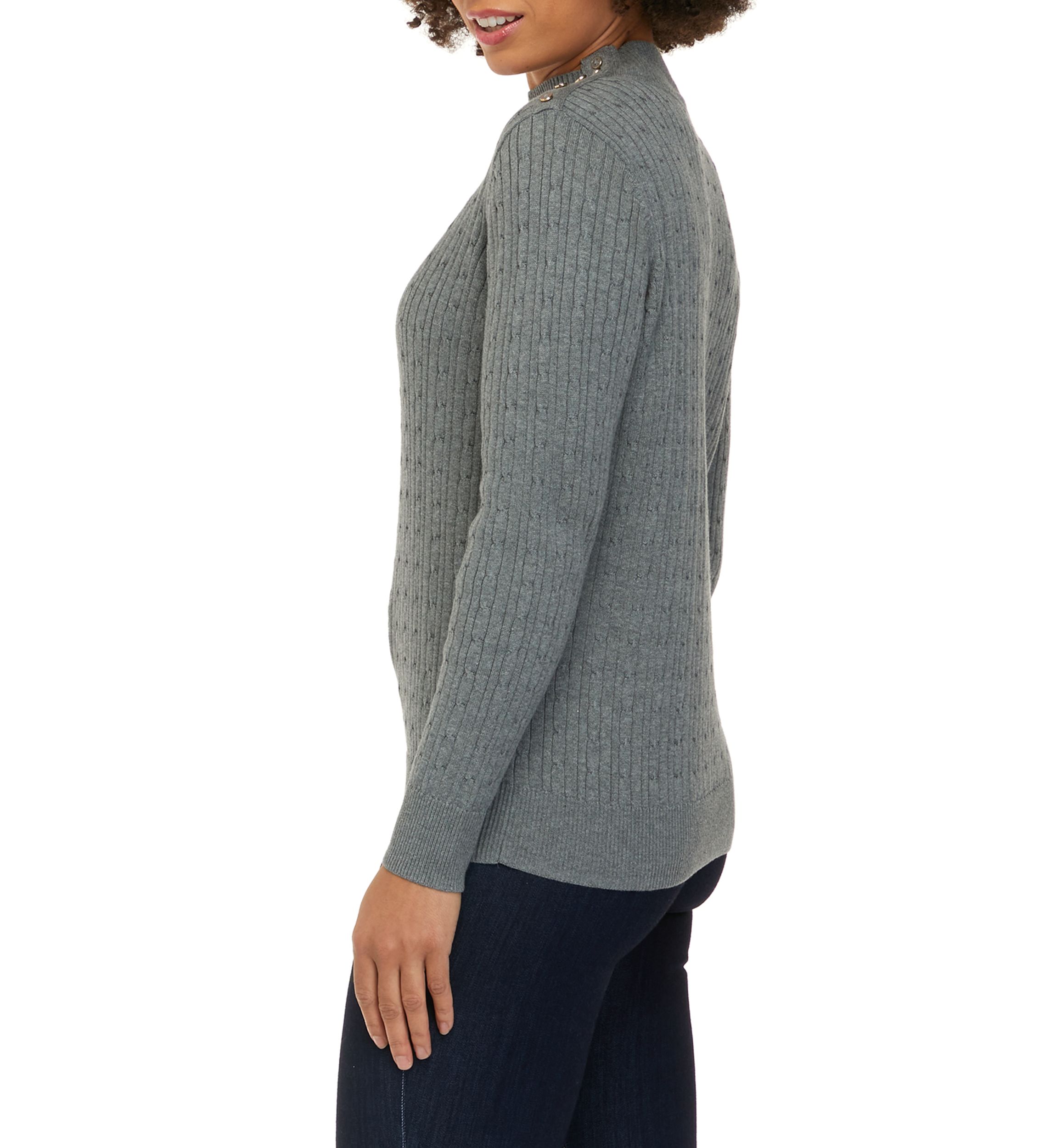 Petite Long Sleeve Turtleneck Cable Sweater