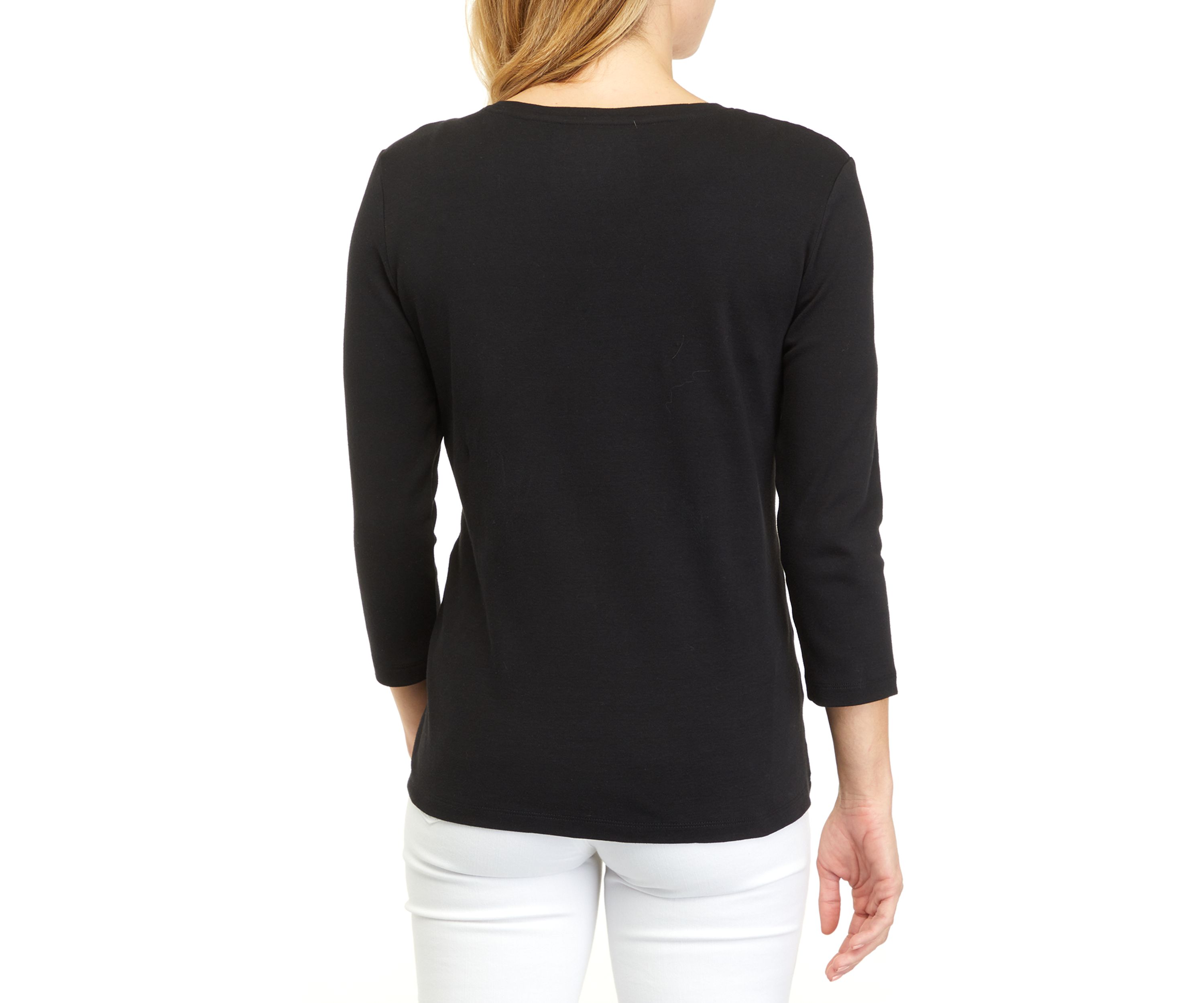 Petite 3/4 Sleeve Solid Top