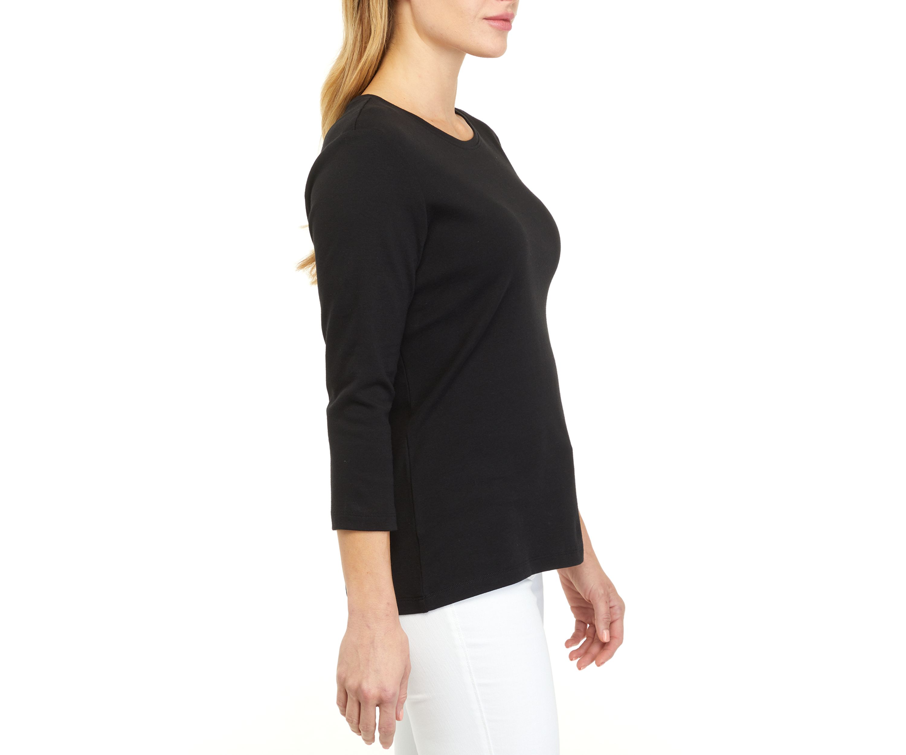 Petite 3/4 Sleeve Solid Top