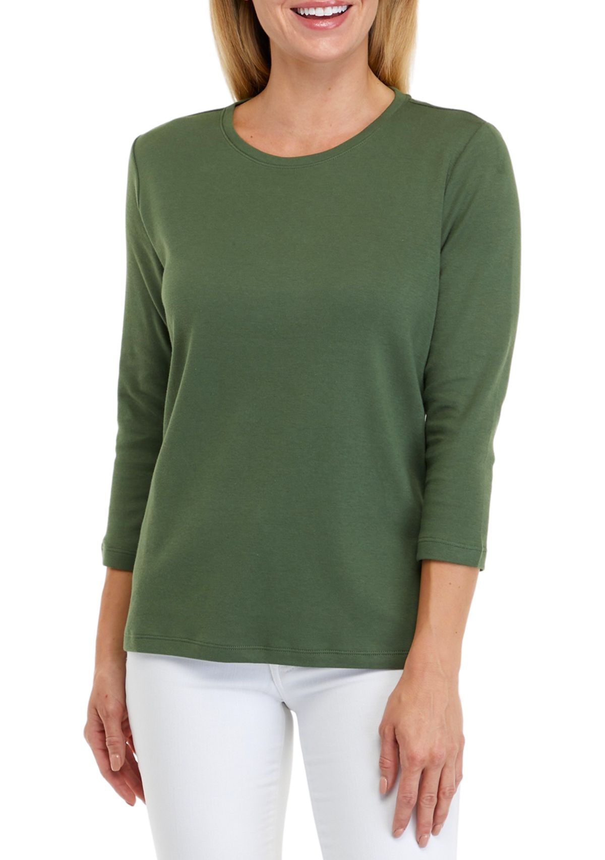 Perfectly Soft Petite 3/4 Sleeve Crew Neck T-Shirt