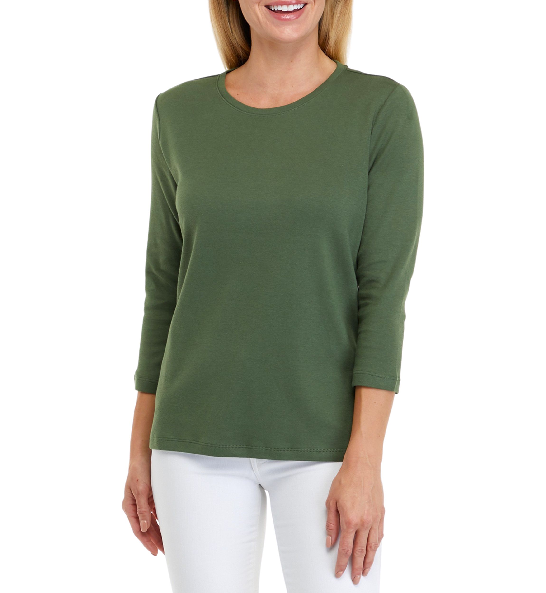 Perfectly Soft Petite 3/4 Sleeve Crew Neck T-Shirt