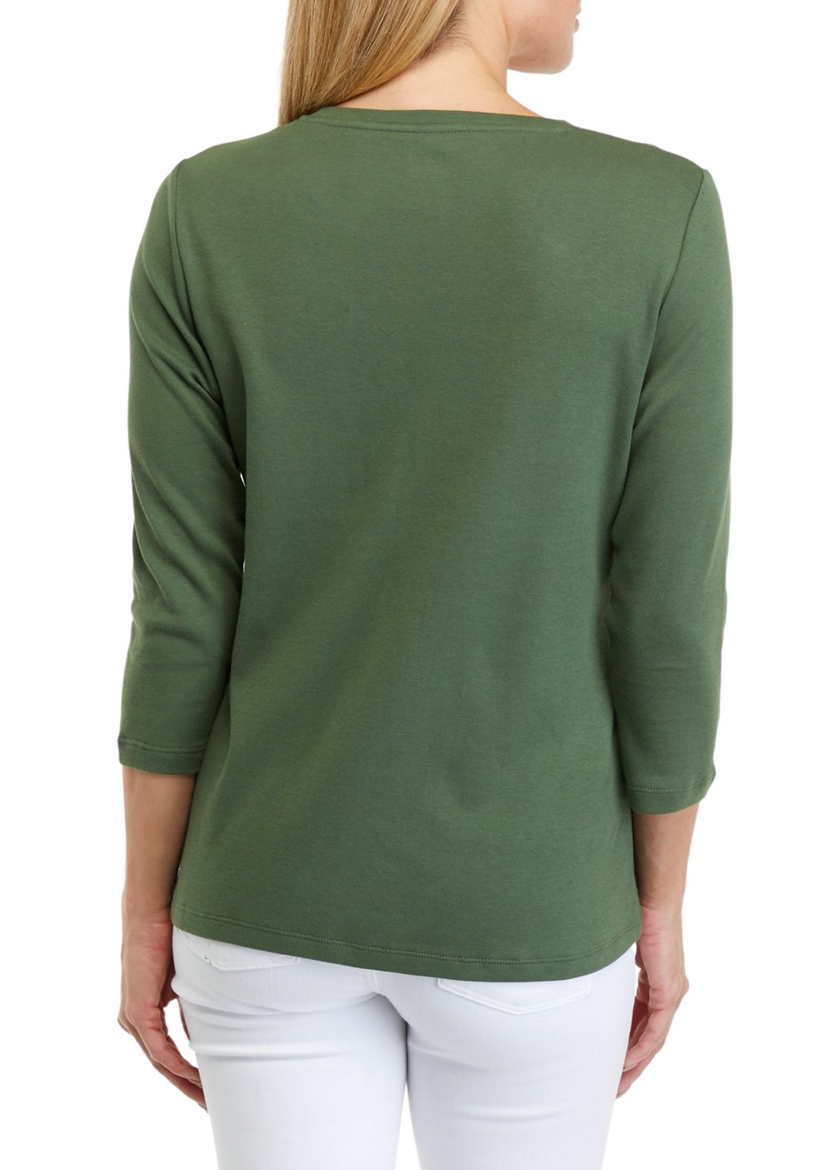 Perfectly Soft Petite 3/4 Sleeve Crew Neck T-Shirt