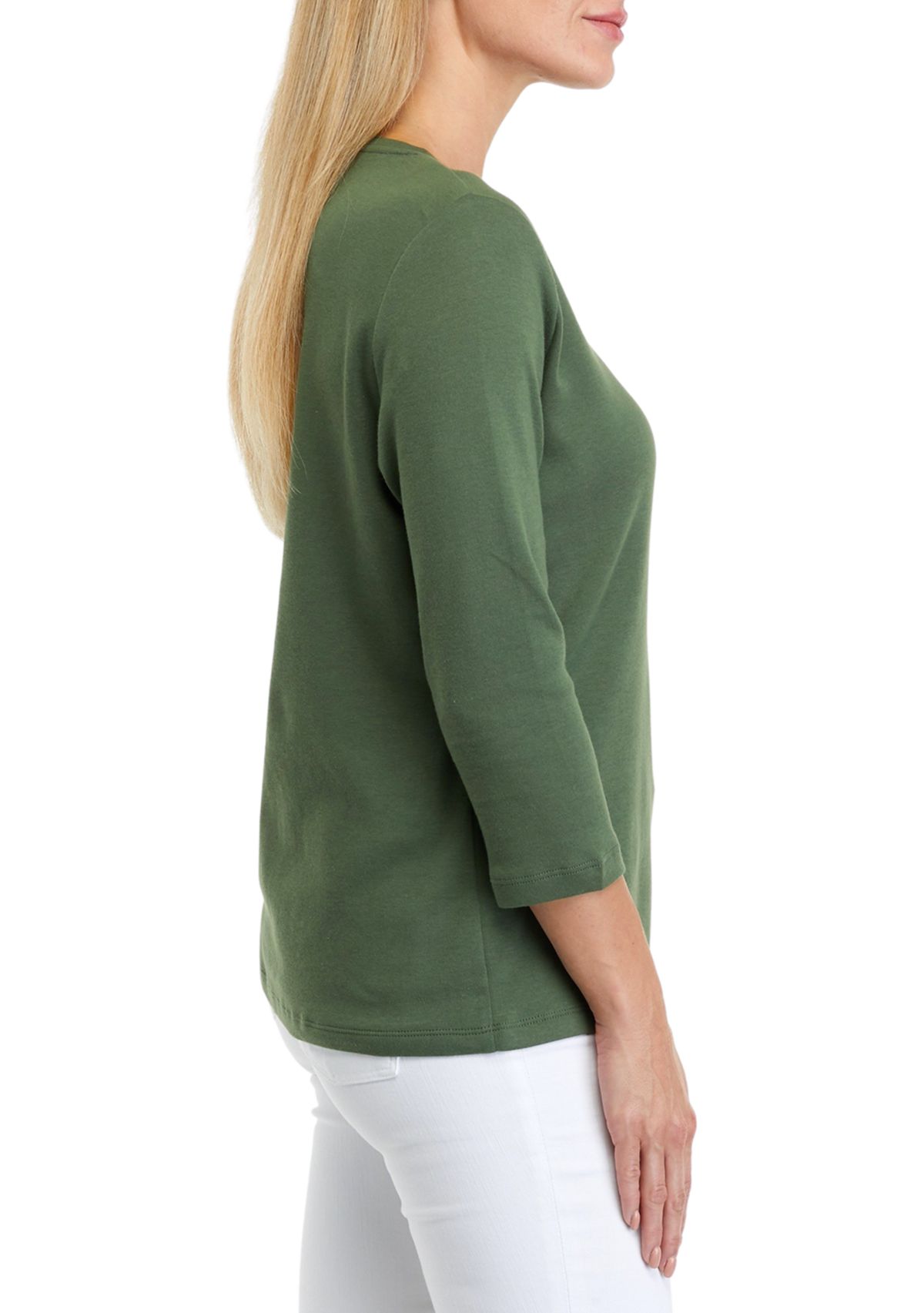 Perfectly Soft Petite 3/4 Sleeve Crew Neck T-Shirt