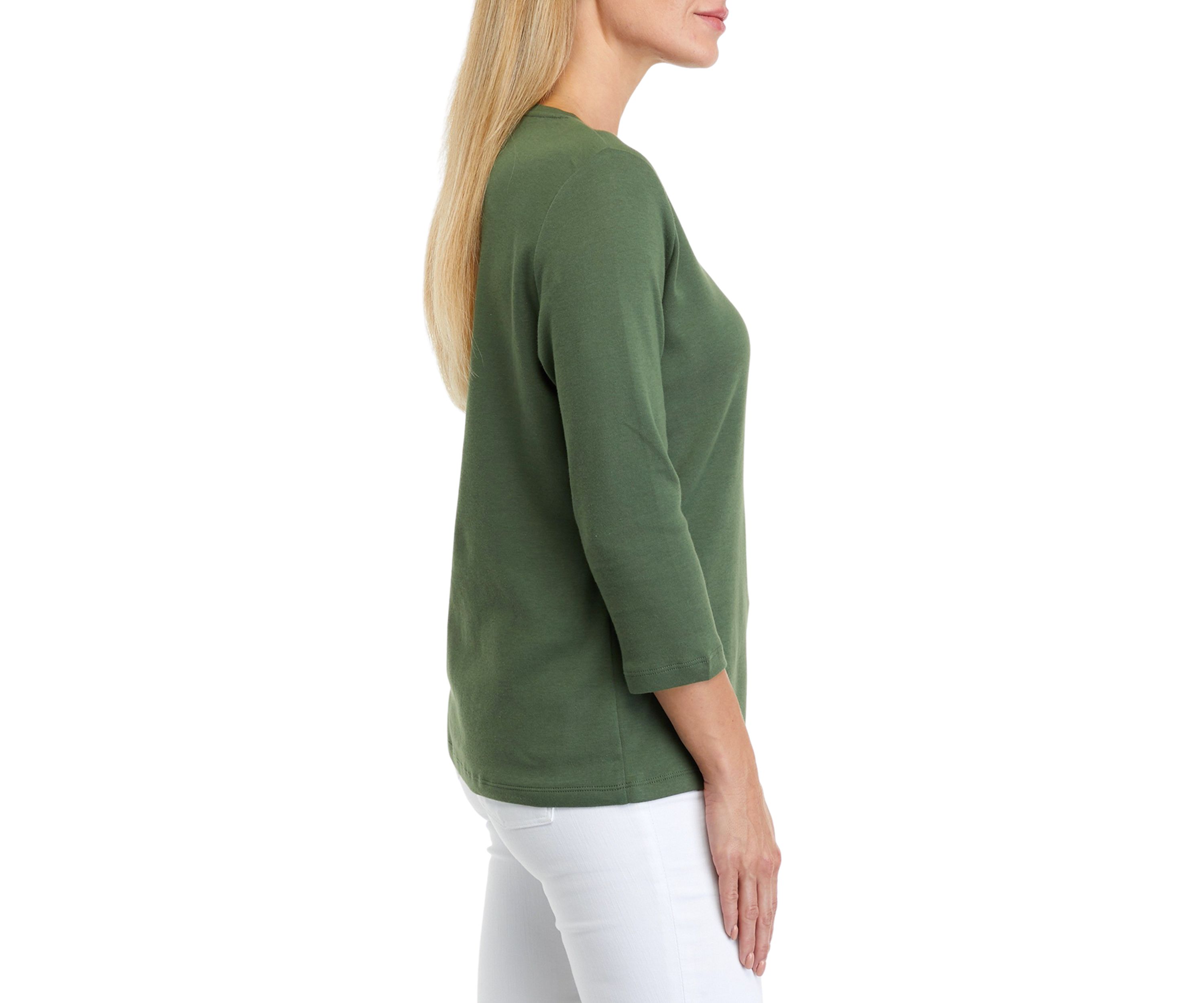Perfectly Soft Petite 3/4 Sleeve Crew Neck T-Shirt