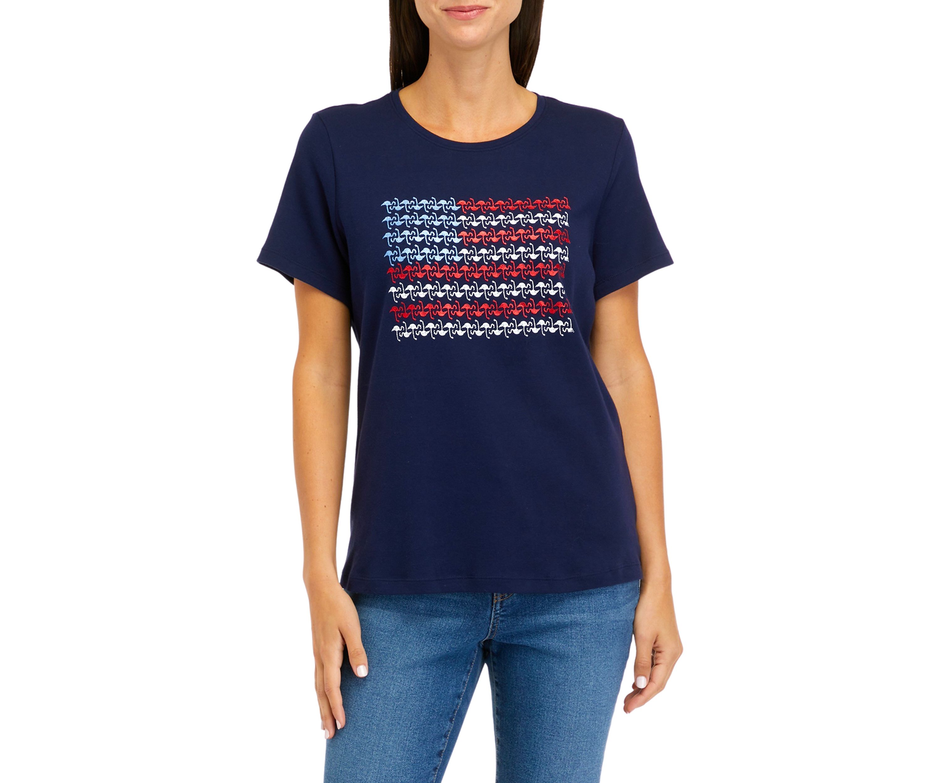 Petite Short Sleeve Crew Neck Sailboat Graphic T-Shirt