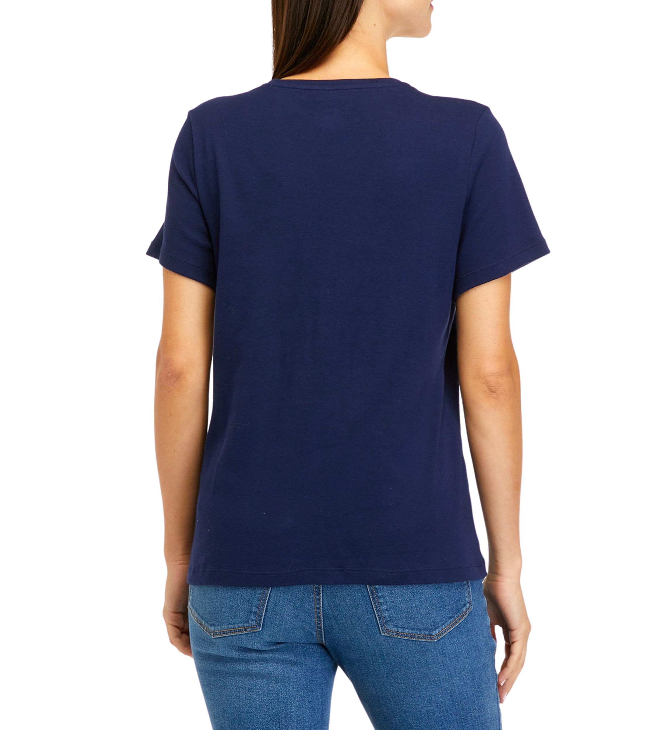 Petite Short Sleeve Crew Neck Sailboat Graphic T-Shirt