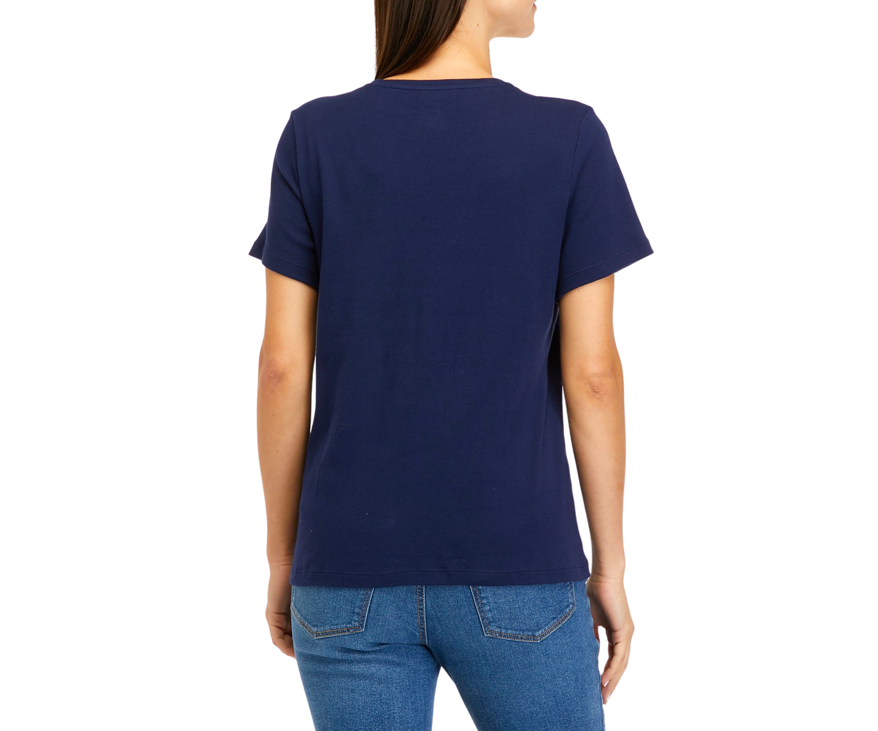 Petite Short Sleeve Crew Neck Sailboat Graphic T-Shirt