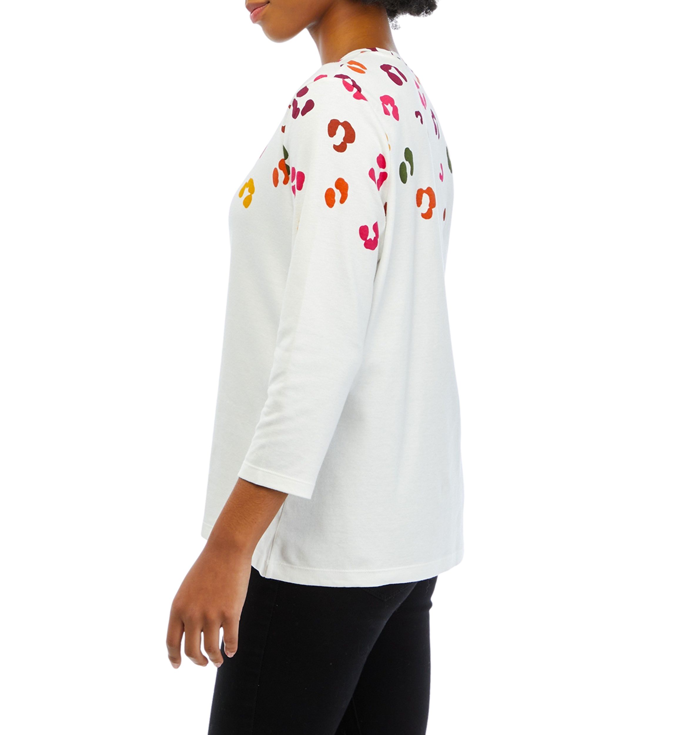 Petite 3/4 Sleeve Crew Neck Placement Print T-Shirt