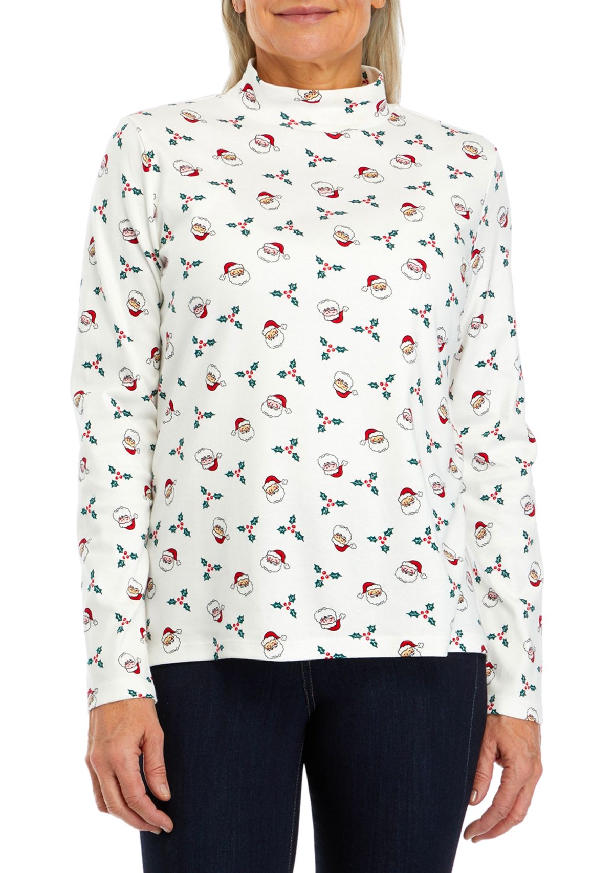 Petite Long Sleeve Mock Neck Top