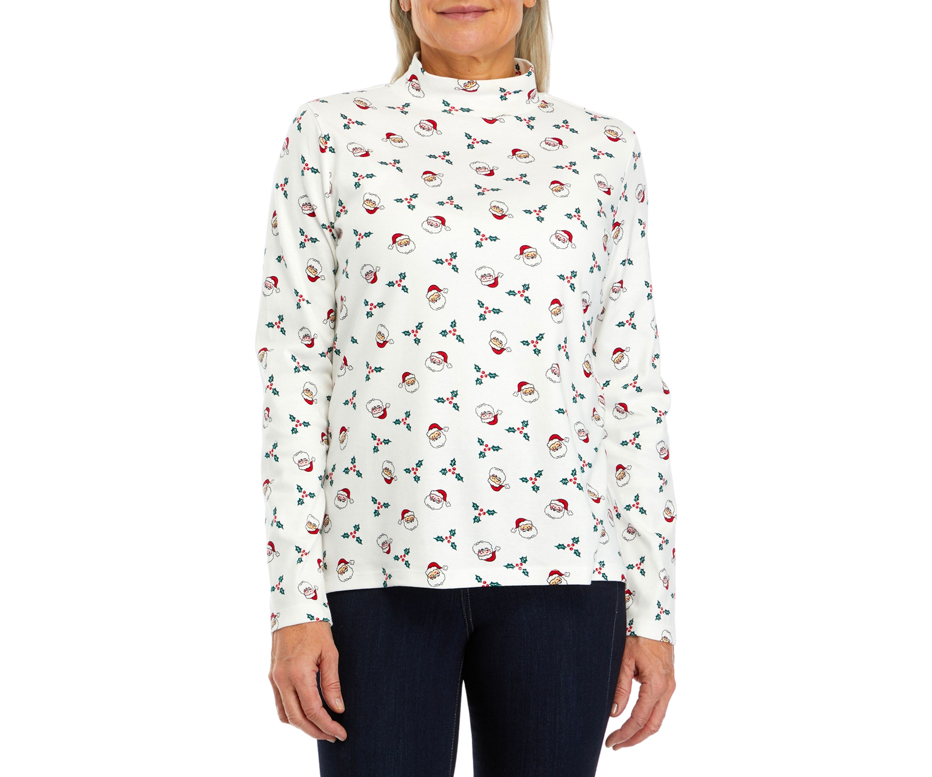 Petite Long Sleeve Mock Neck Top